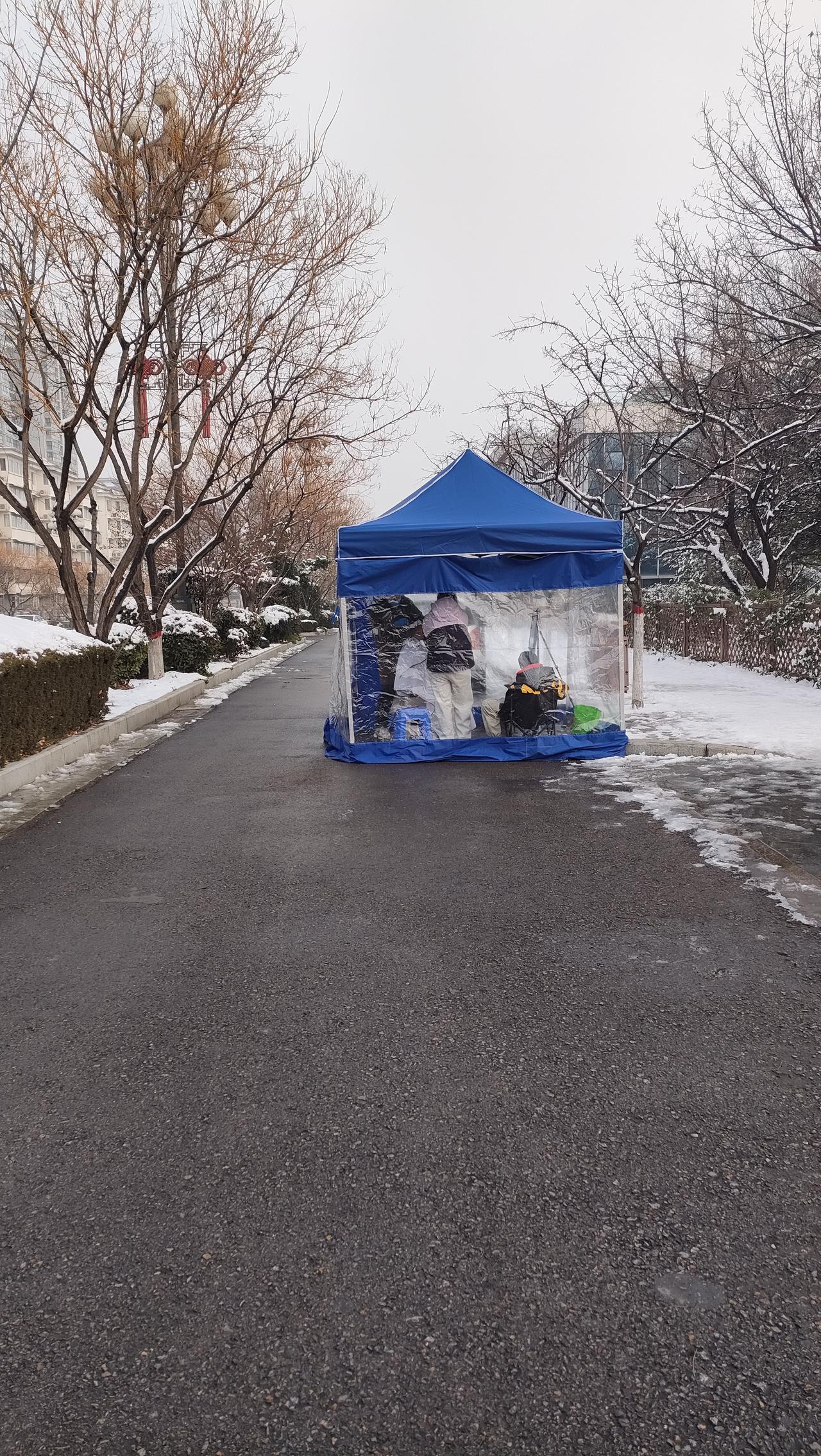 昨天的雪让元旦的南湖公园，显得有点冷静，往常北广场边有有好多家五元理发摊，小老板