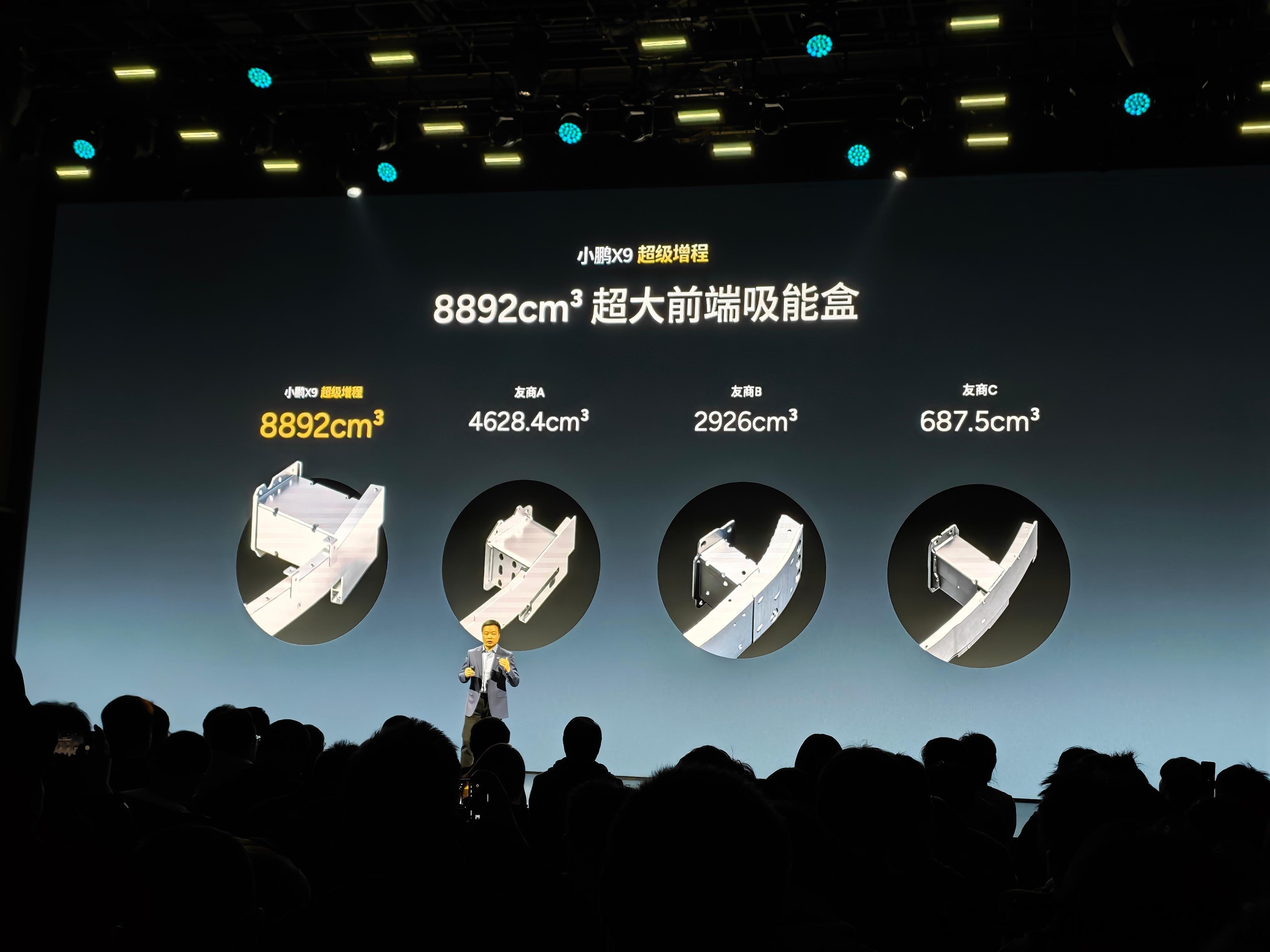 被动安全方面X9绝对是拉满的！我是没见过比这个更大的吸能盒了，可以说是某些友商体