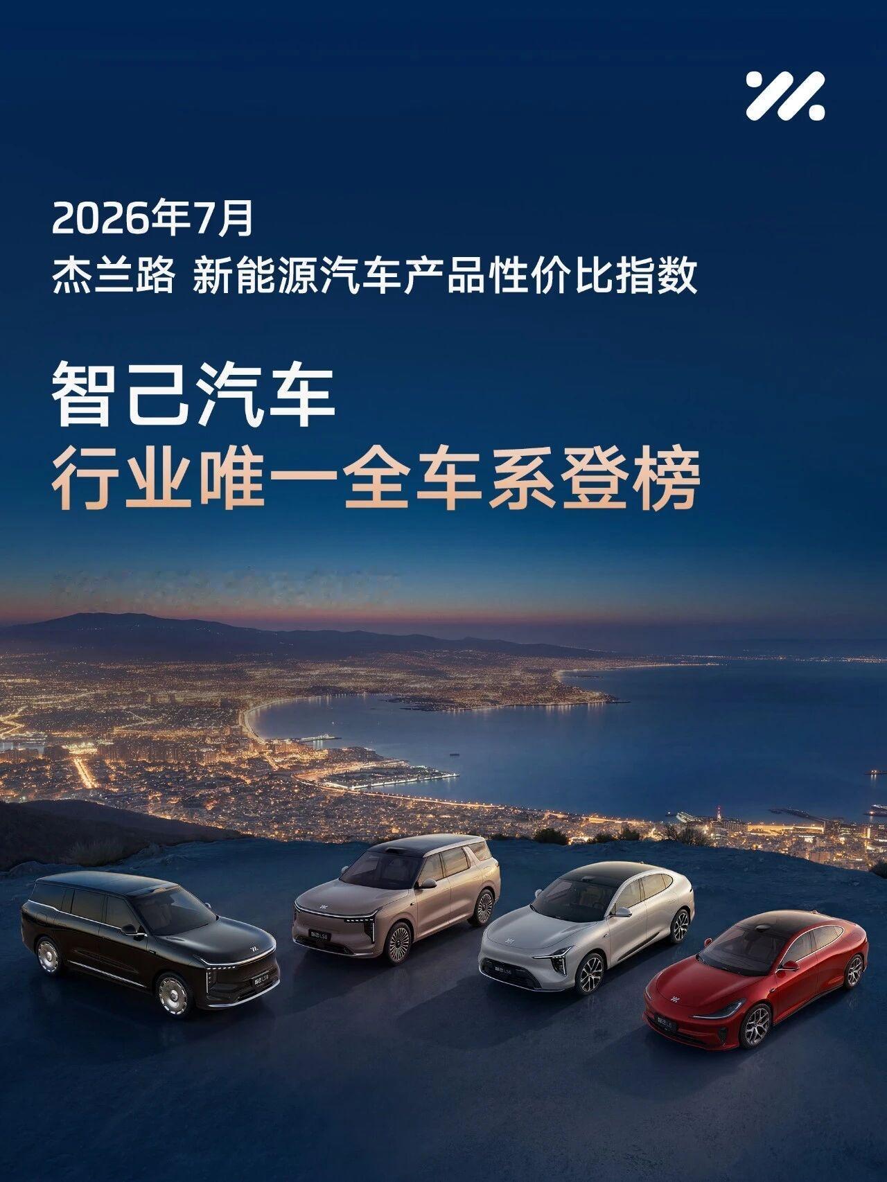 上汽智己全车系登榜“杰兰路新能源汽车产品性价比指数”：
智己LS9位列“30–4