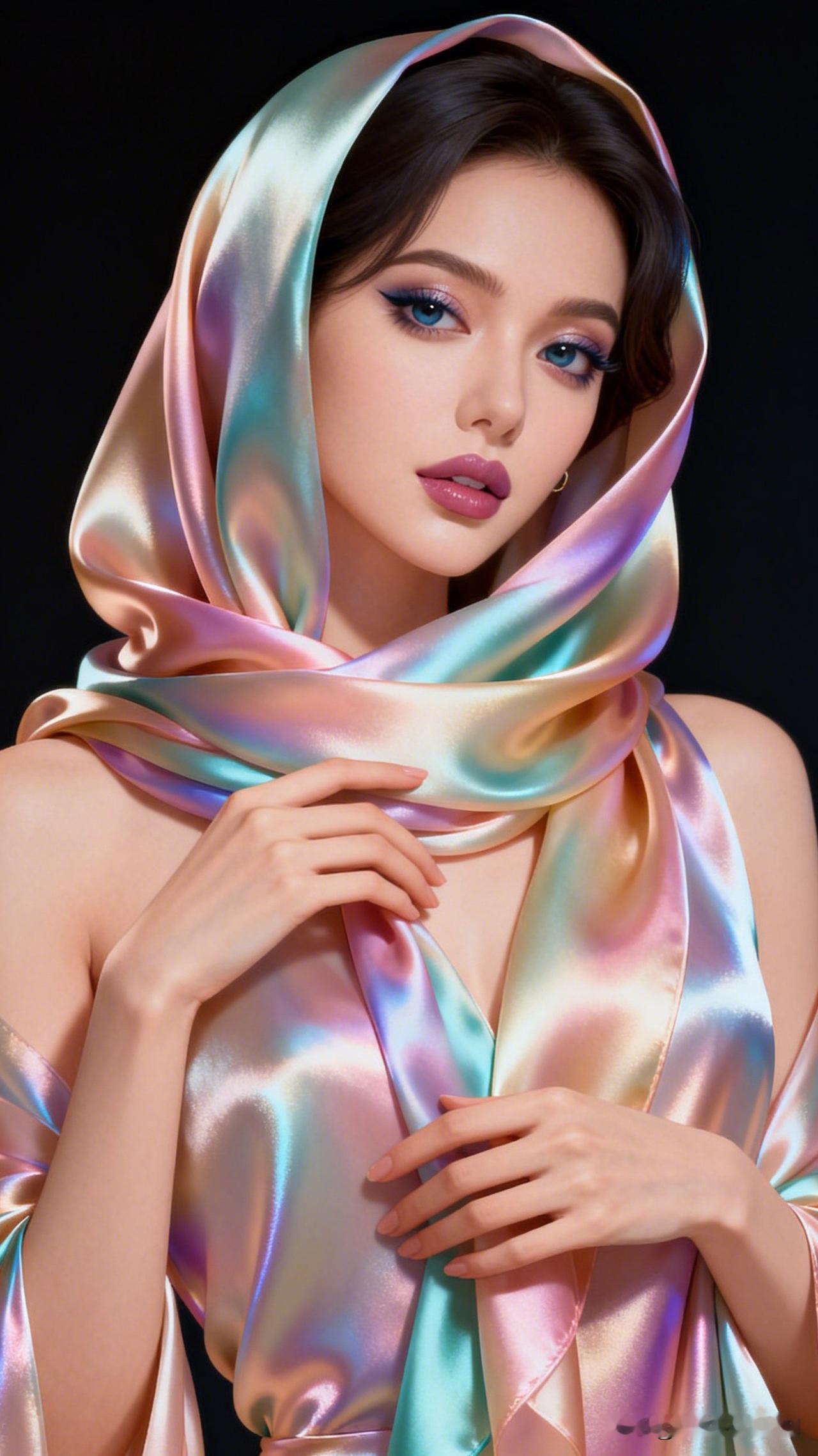 丝巾轻拂面，入梦似幻间。女人最耐看的长相是什么样的 梦幻丝质头巾，温柔优雅，尽显