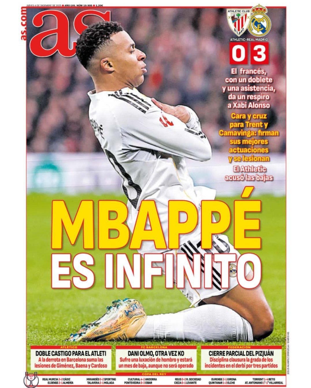 皇马 《阿斯》无限的姆巴佩两球一助攻的姆巴佩让阿隆索能喘口气了特伦特和卡马文加的