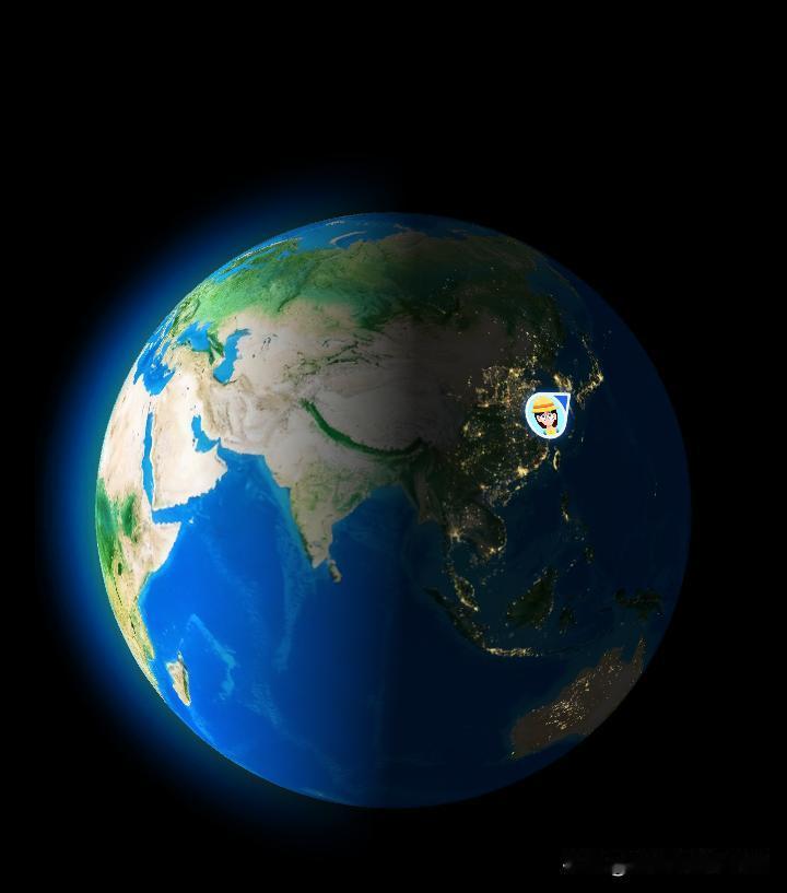 北京时间晚上20时，能清晰看到太阳西沉所经区域。此时，东半球大部分地区已夜幕降临