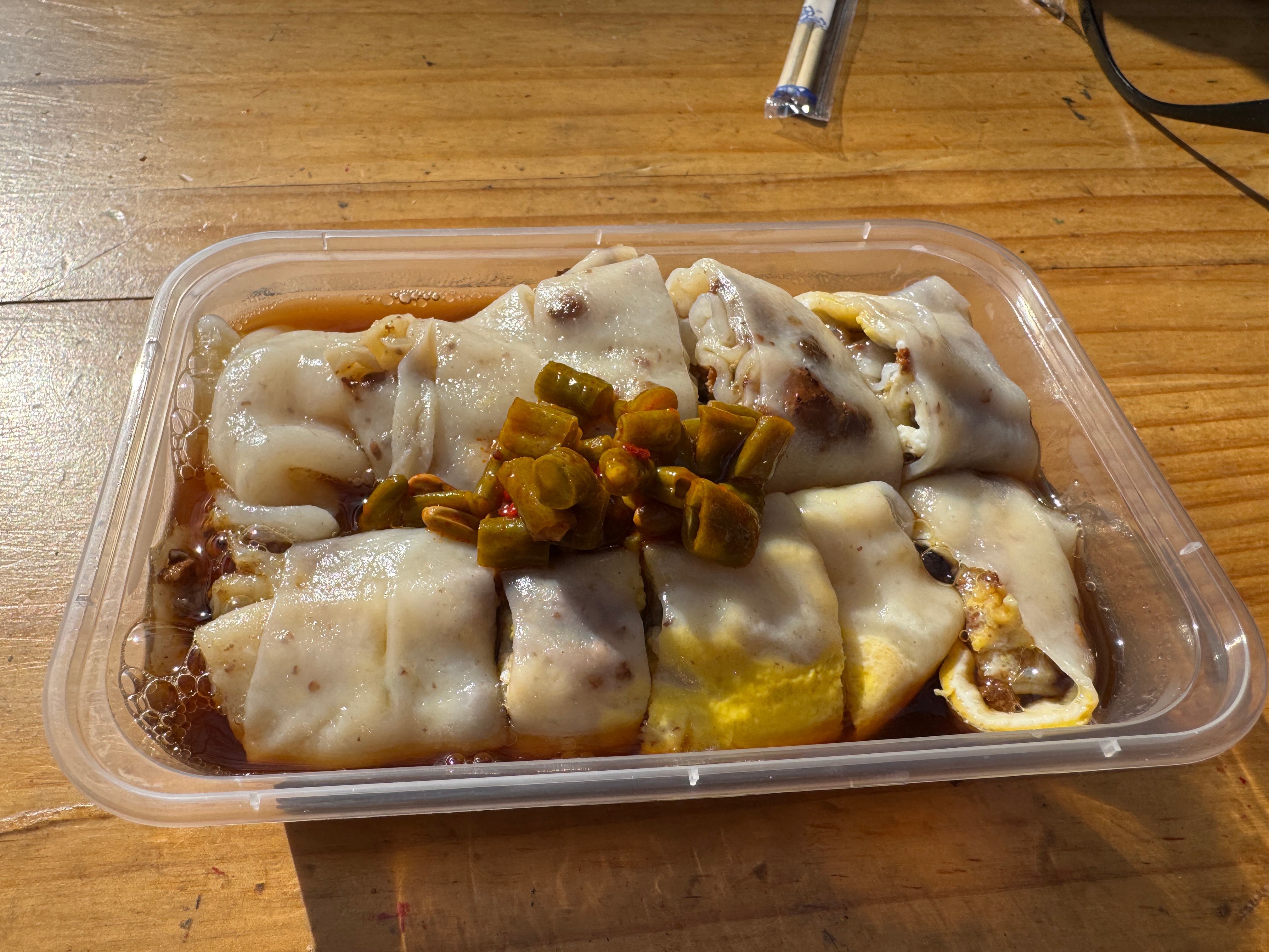 打卡山东青州。在青州古城品尝牛肉鸡蛋馅的肠粉。 青州·青州古城