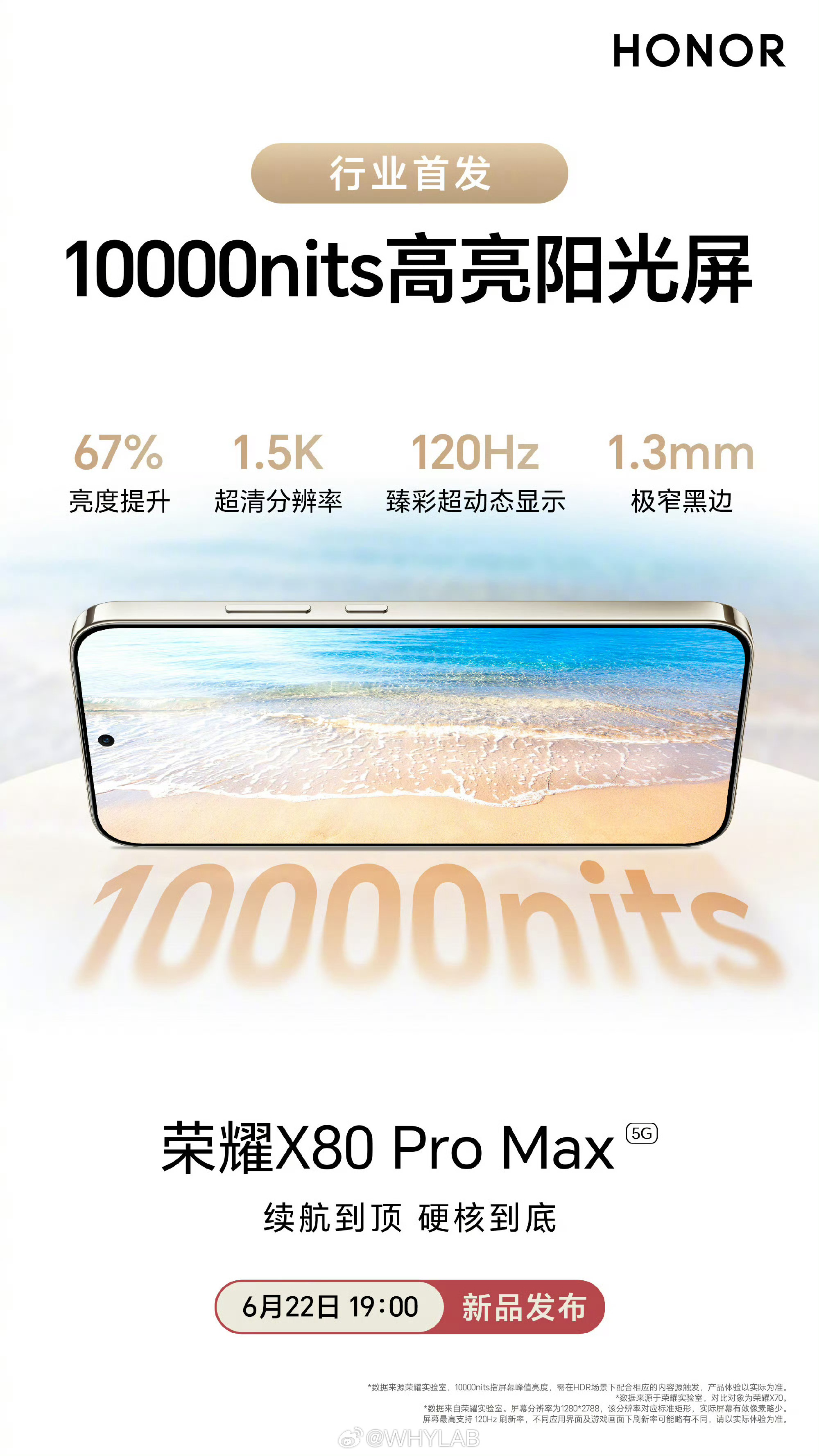 荣耀 X80 Pro Max 除了万级电池，屏幕也很硬，首发 10000nits