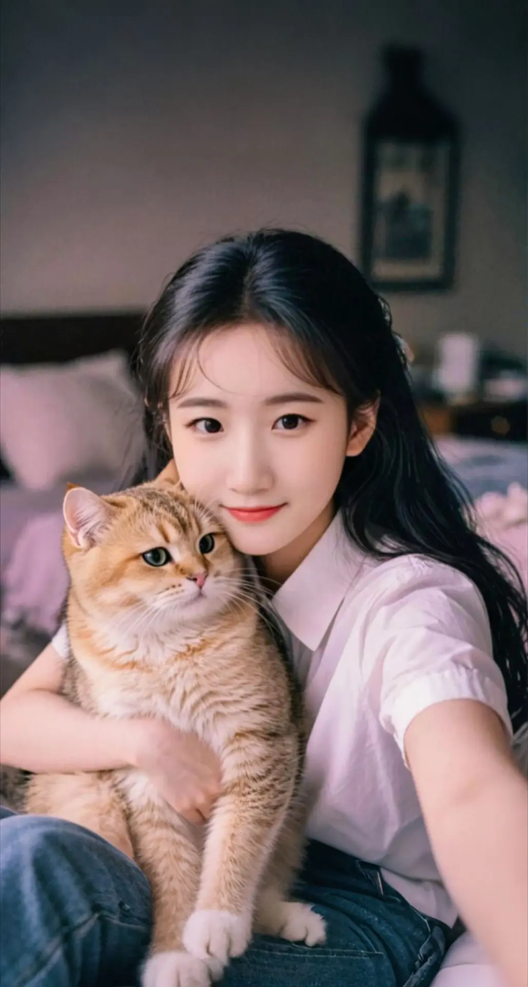 AI扩图 AI柔焦猫咪自拍