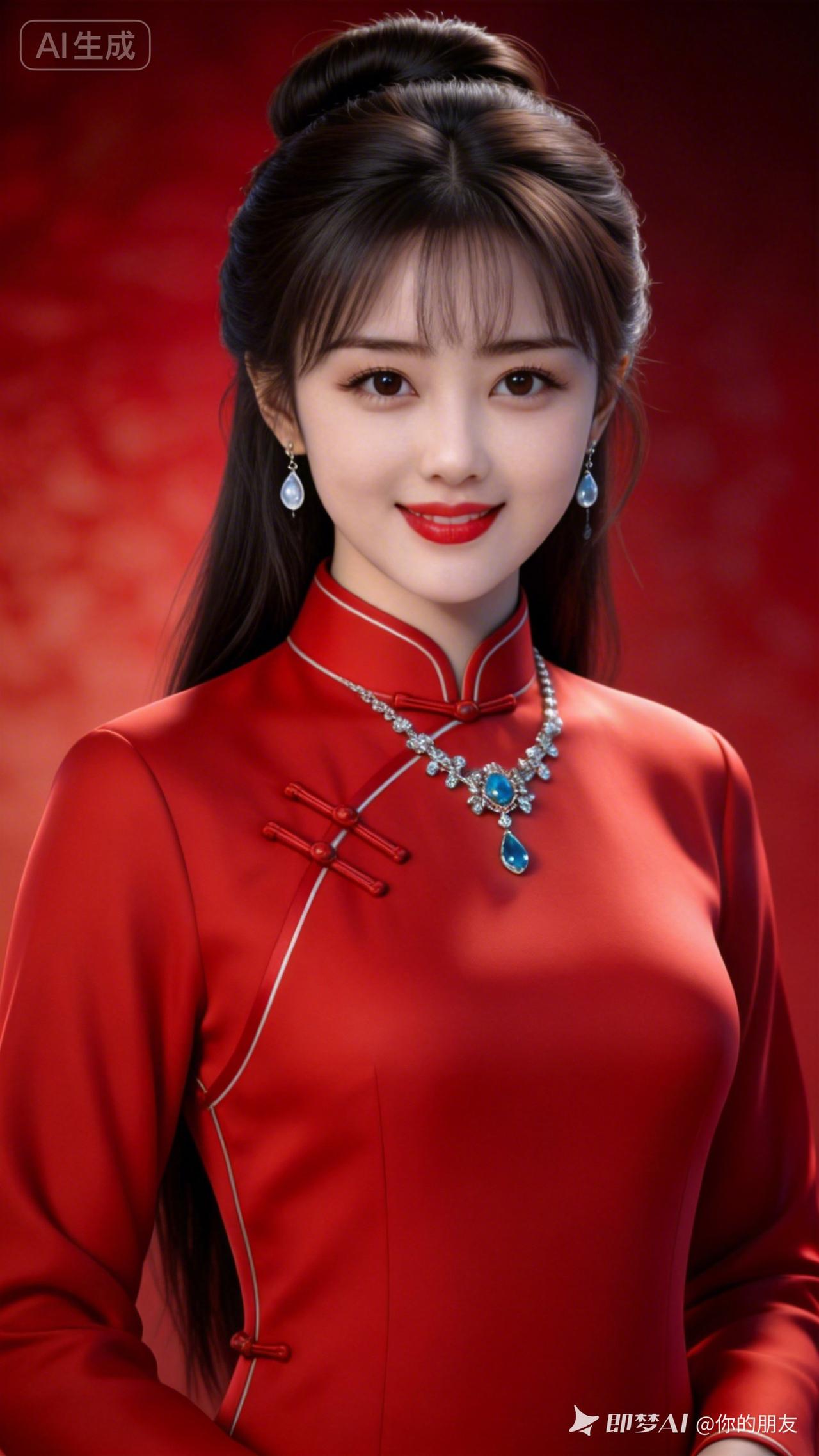 红衣美人，惊艳绝伦，AI生成，美轮美奂