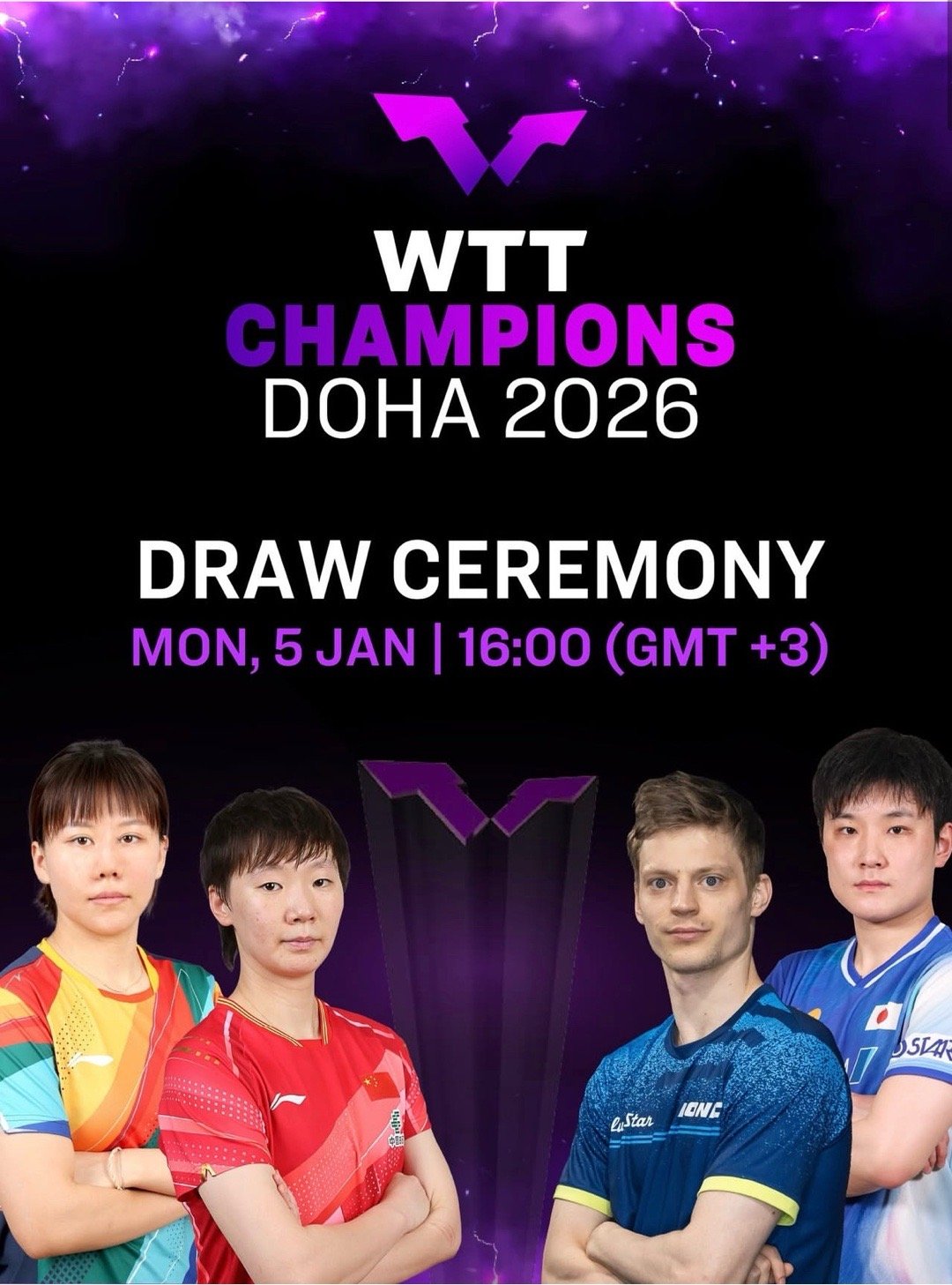 2026wtt多哈冠军赛抽签运动员变更迪亚兹 变为 陈幸同由于突发情况，阿德里安