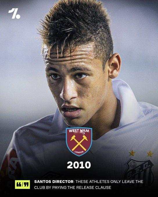 内马尔本可以从桑托斯转会到西汉姆联……这原本可能发生的事。 