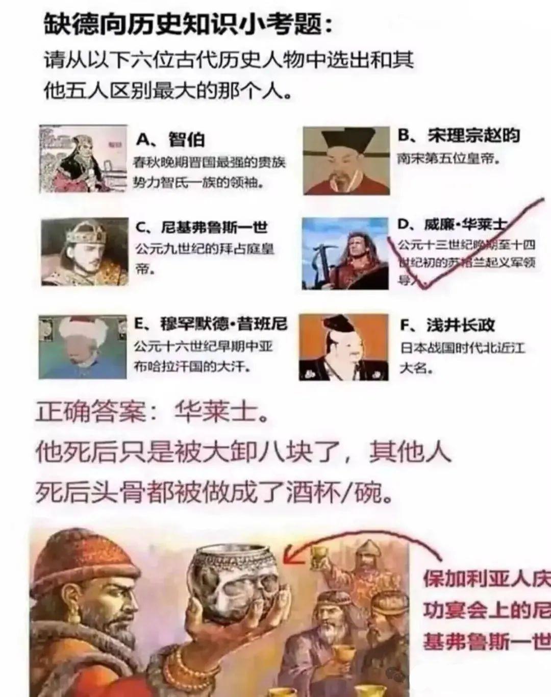缺了大德的历史知识小考题，不看答案，你能答对吗？
