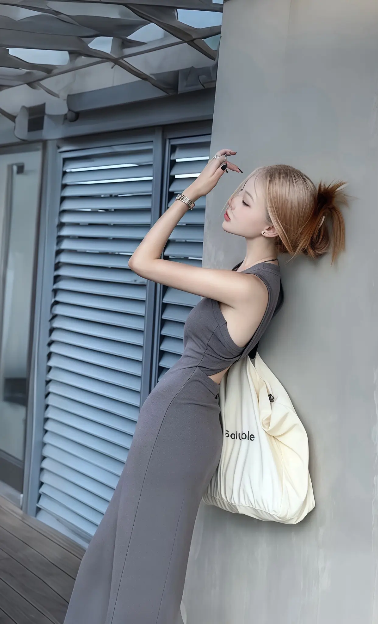 清冷感天花板！这条灰裙把高级穿在了骨子里。谁懂啊！！！ 这条灰色无袖收...