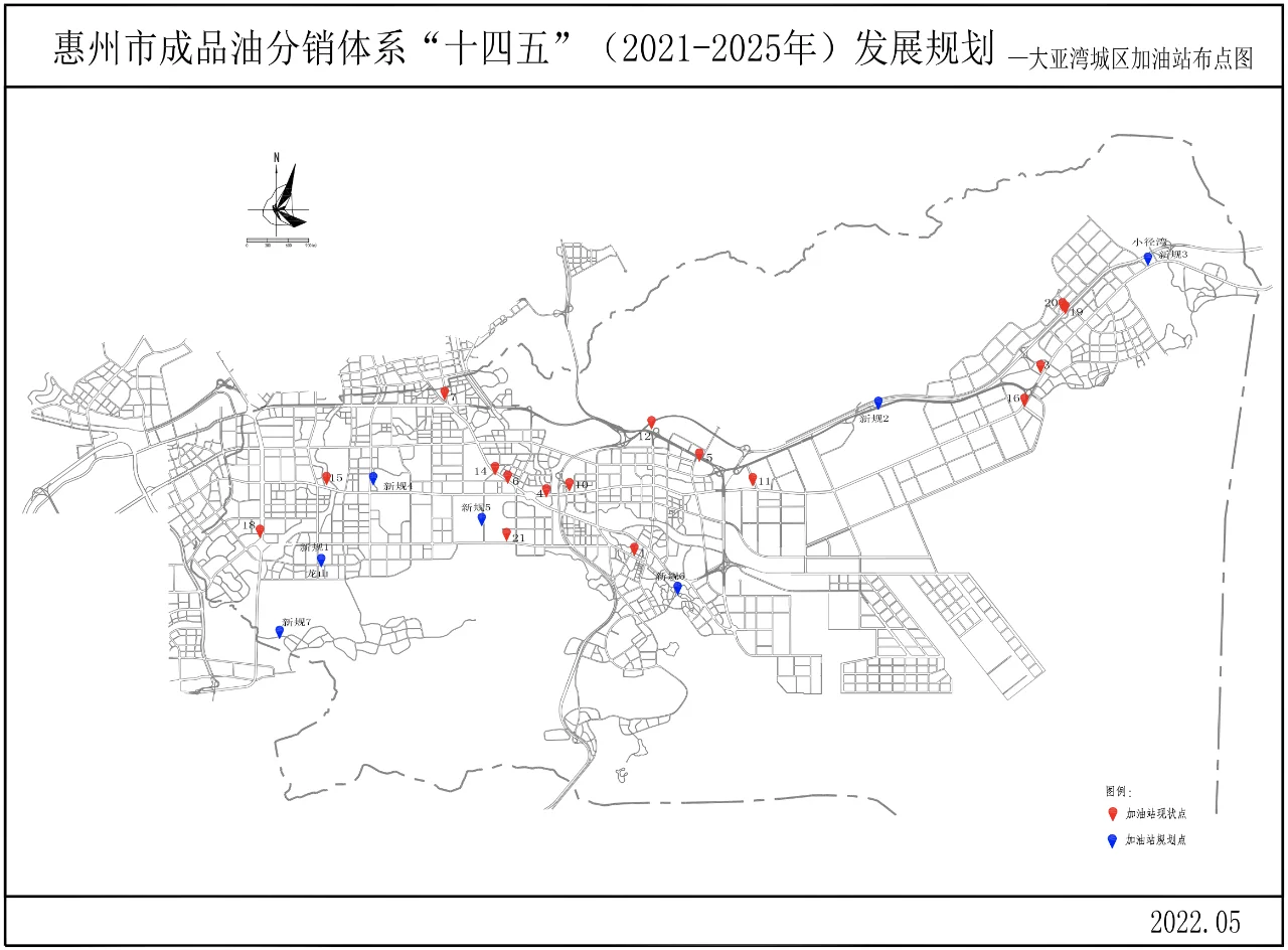 惠州市大亚湾城区加油站布点规划图