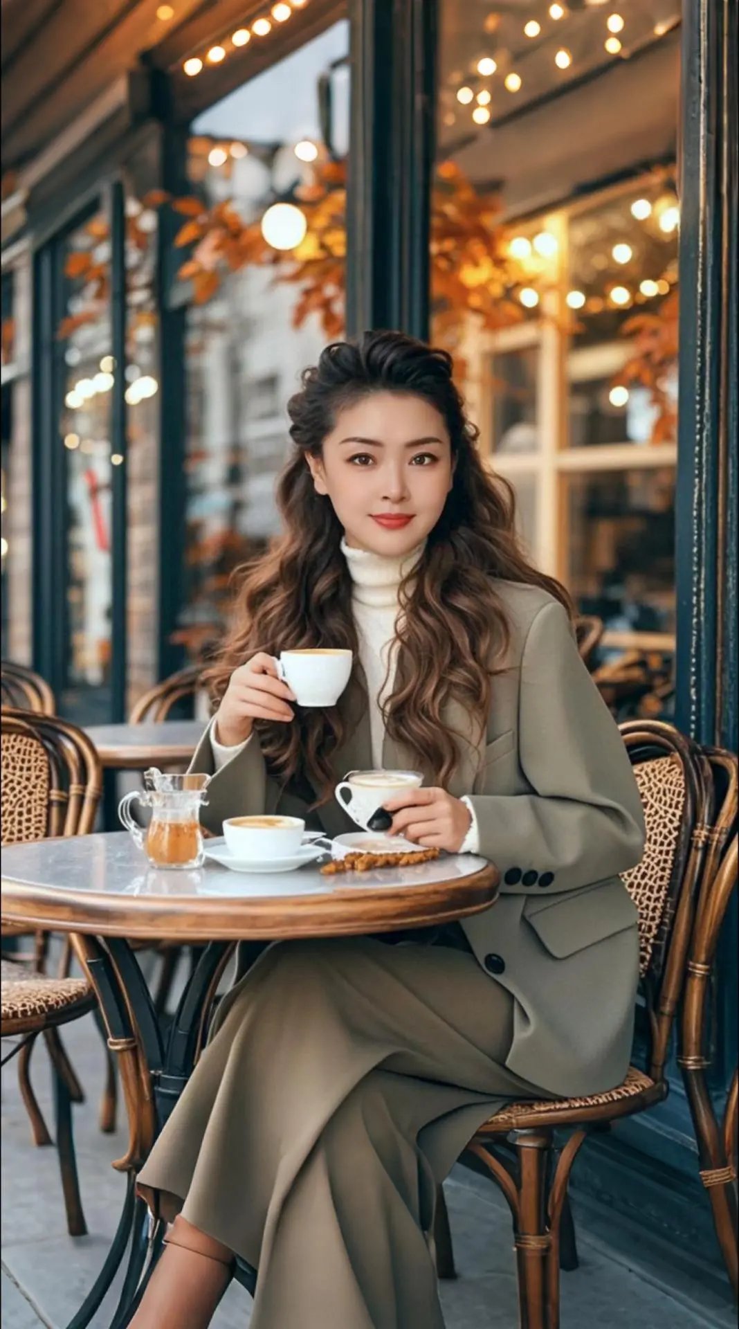 AI扩图 惬意的咖啡佳人