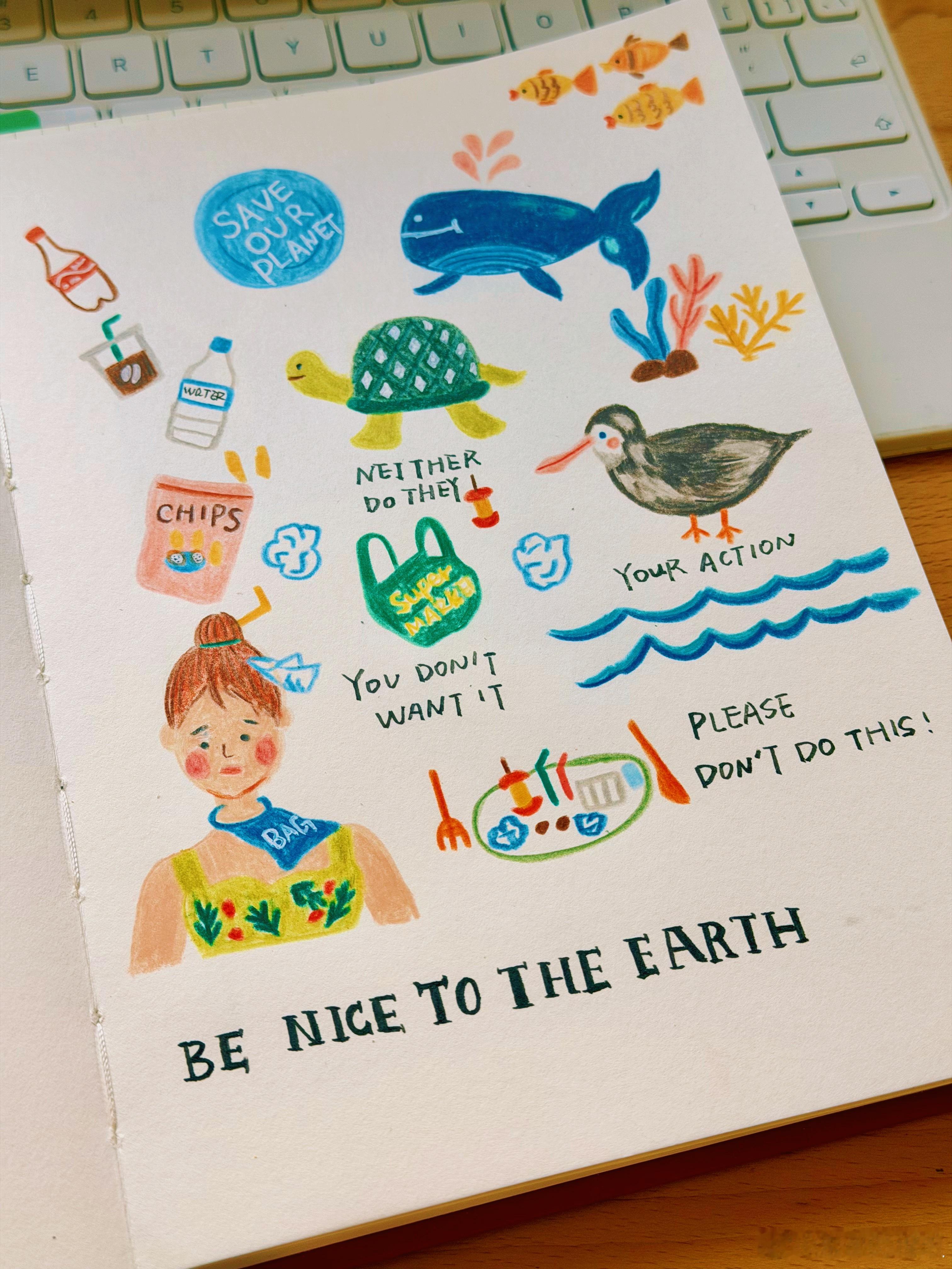 每次去海边都看到很多垃圾请大家别再假装看不见：塑料瓶、塑料袋、一次性餐具…你随手