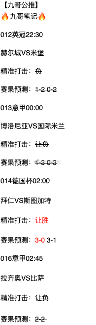 【九哥足球随笔录：德国杯大红！拜仁让胜加3-0独门比分完美双杀！🔥】兄弟们，昨