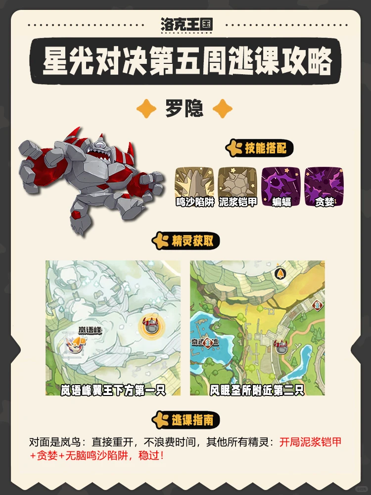 一图看懂洛克王国星光对决第五周逃课指南