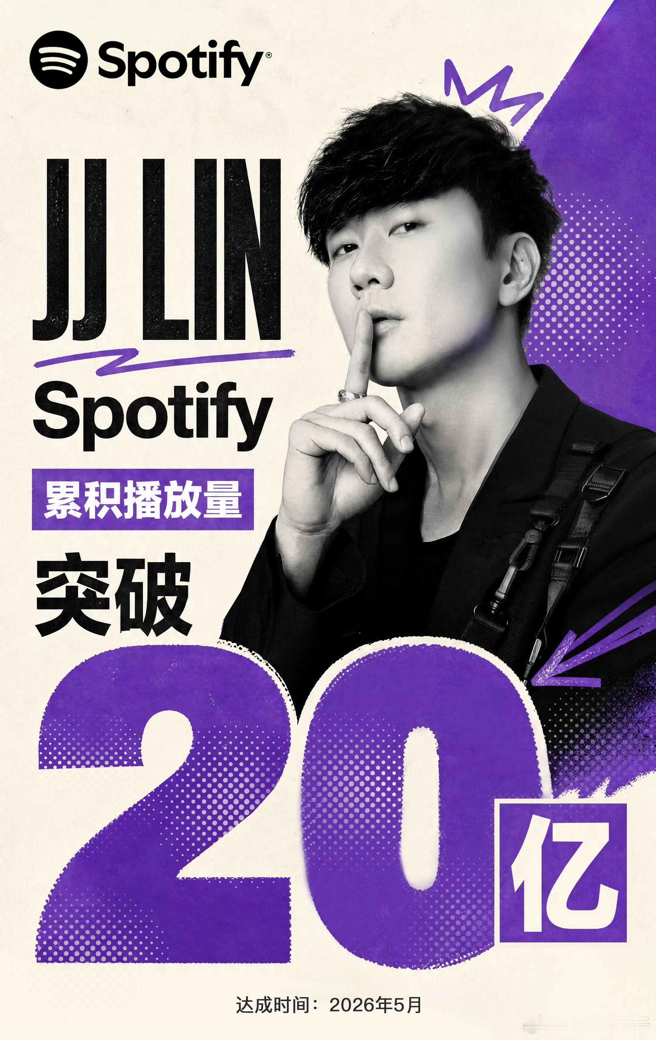 林俊杰在全球最大音频流媒体平台Spotif的累积播放量突破20亿次附上详细的播放