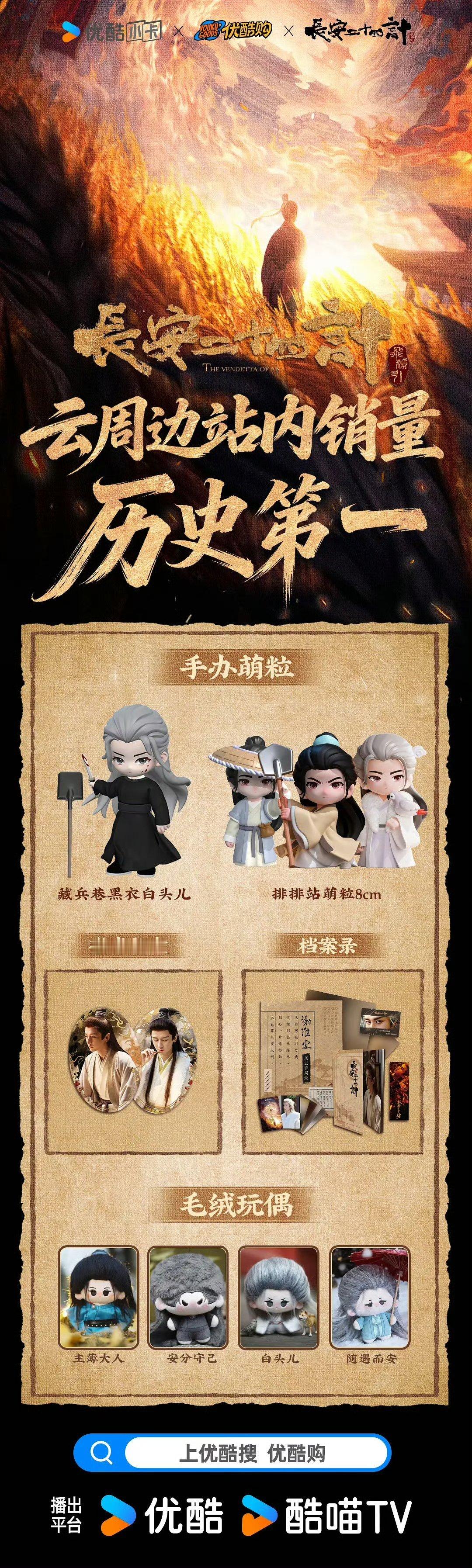 成毅主演的《长安二十四计》，优酷站内周边销量历史第一，站内抽卡历史第一，这属于什