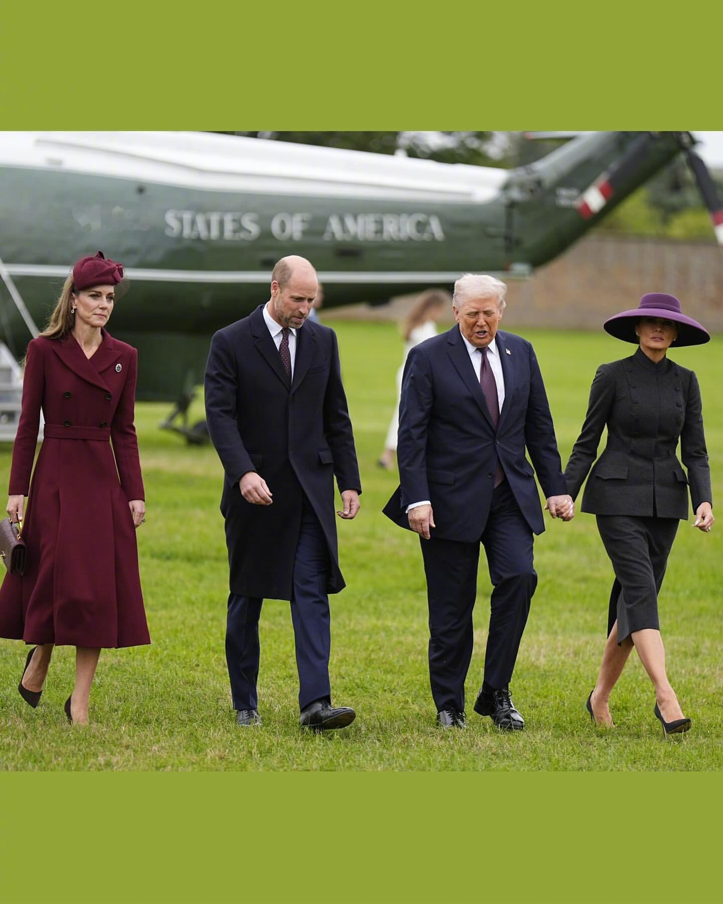 特朗普与梅拉尼娅抵达英国，开启对王室的国事访问。王室成员包括威廉王子、凯瑟琳王妃