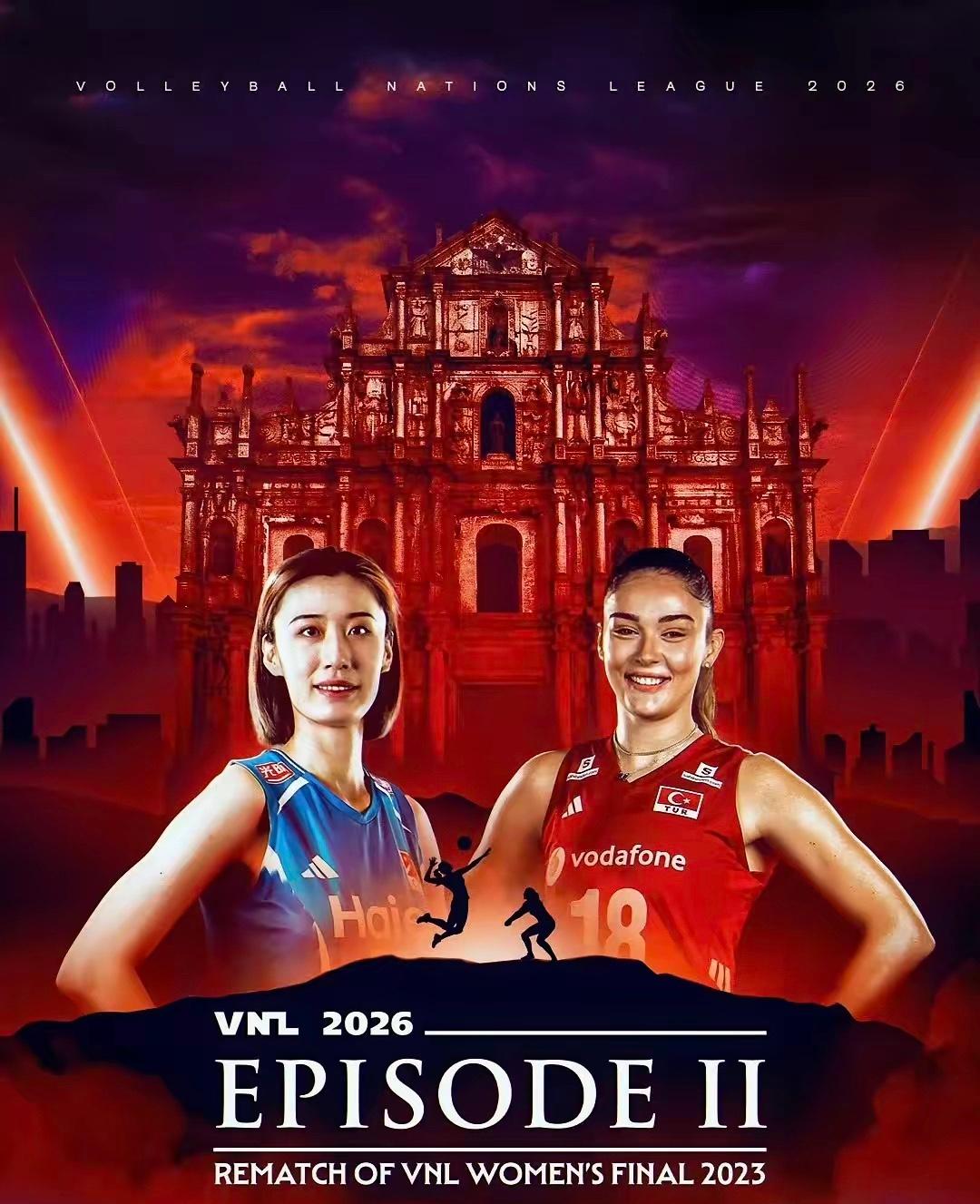 国际排联真是看人下菜碟啊，中国女排进了半决赛后，中国女排VS土耳其女排的宣传海报