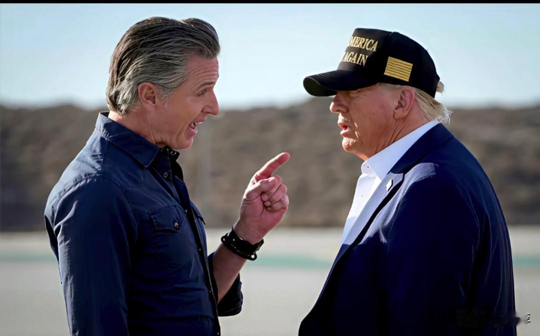 加州州长纽森和特朗普谈话，看纽森这言谈举止估计是和特朗普有点争执！