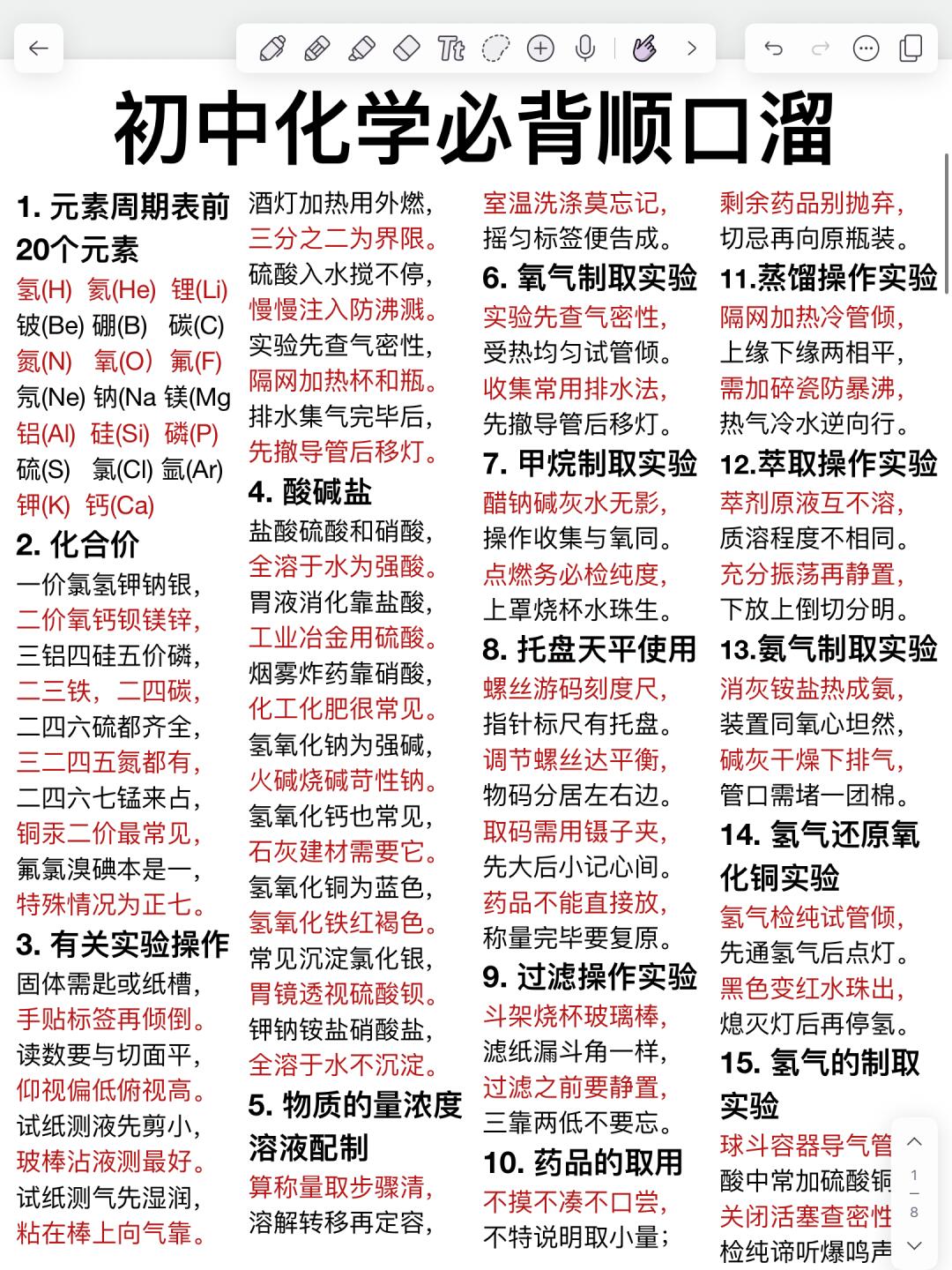 初中化学顺口溜大全！背完化学稳上90+！必看！