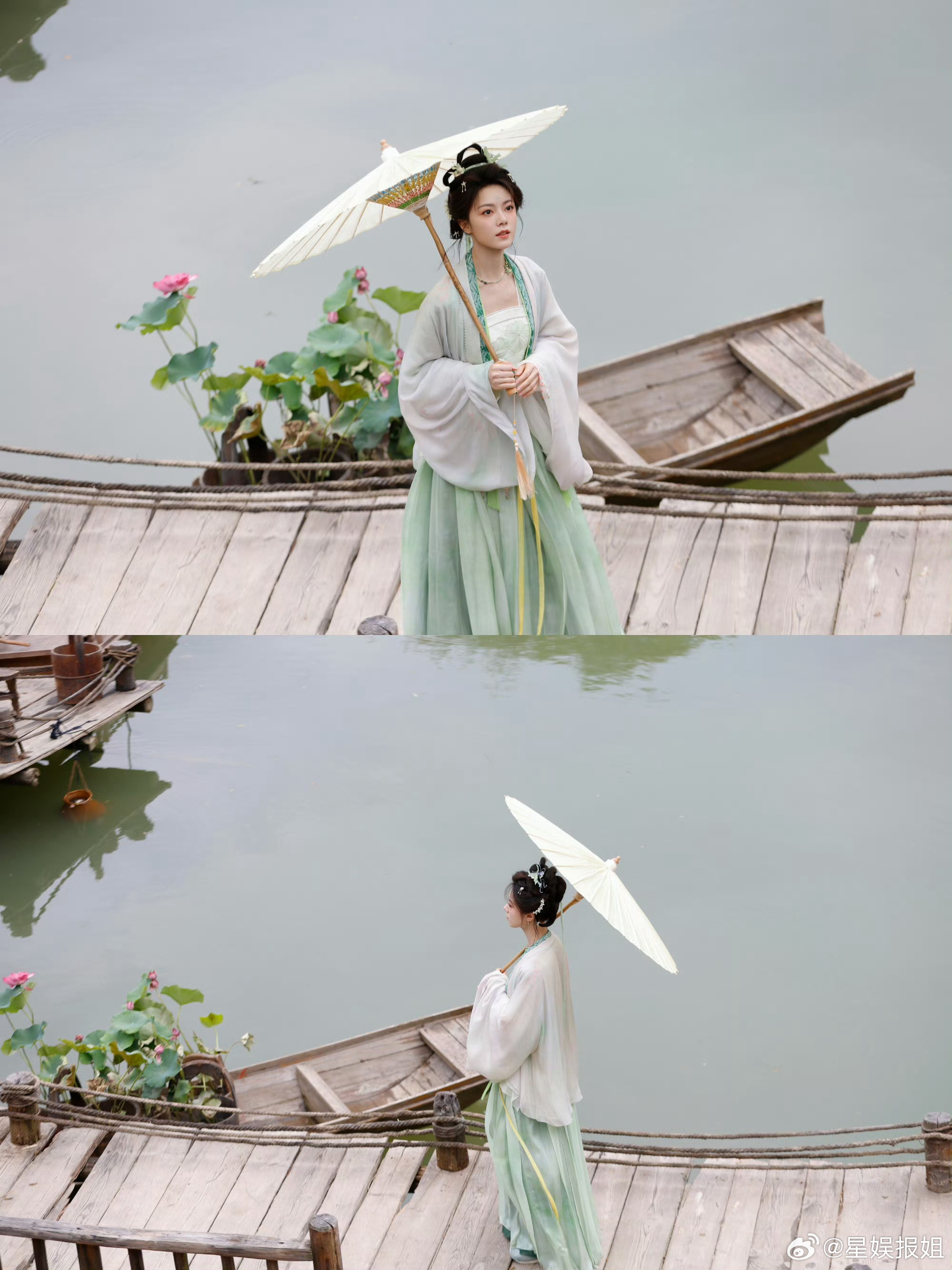 赵今麦从江南水墨画走出来赵今麦古偶少女感《一念江南》楚听雨这身浅绿宋制直接美到我