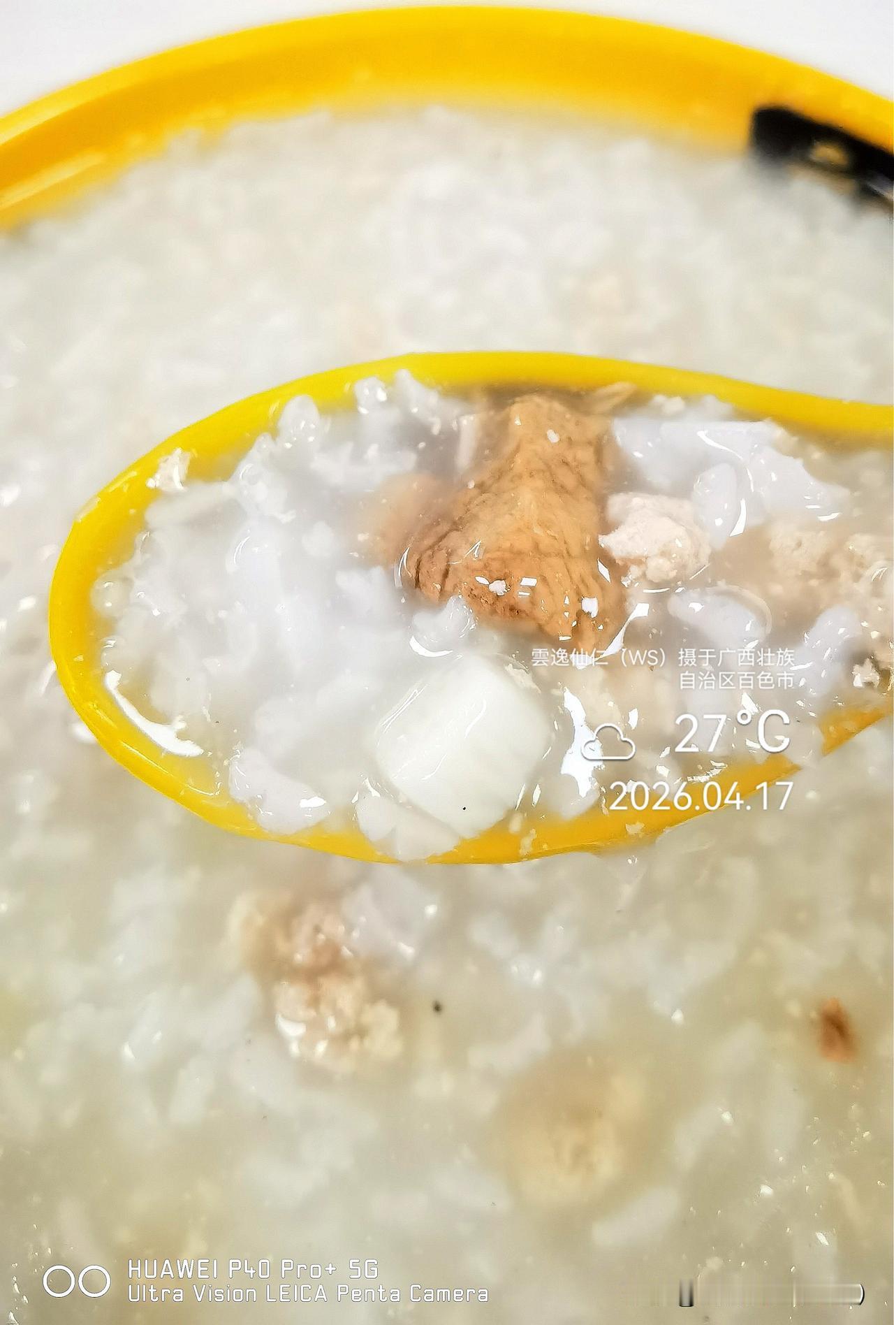 旅居生活记录（9525）广西壮族自治区百色市（210）品尝小吃55：筒骨淮山肉粥