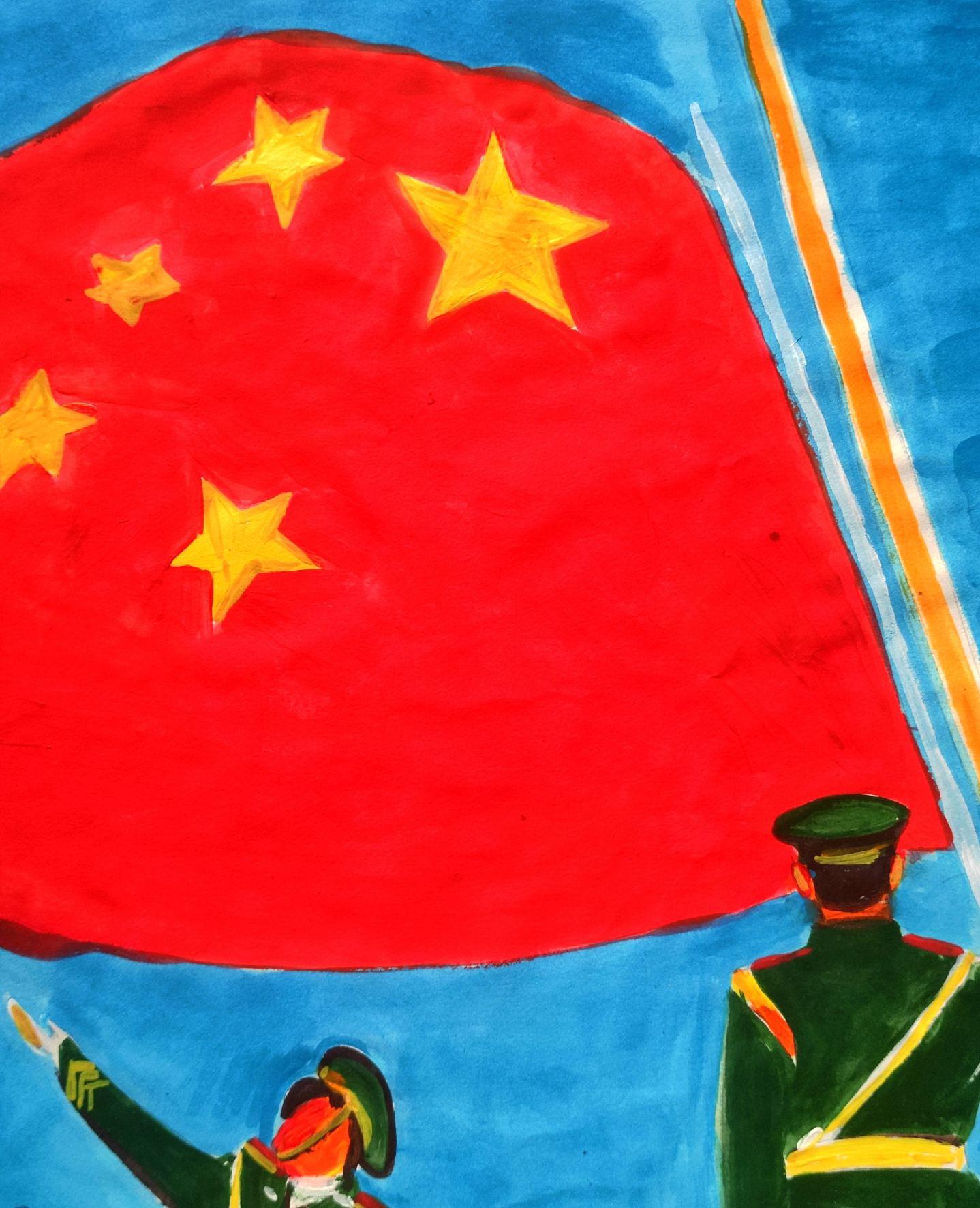 向国旗敬礼。🇨🇳