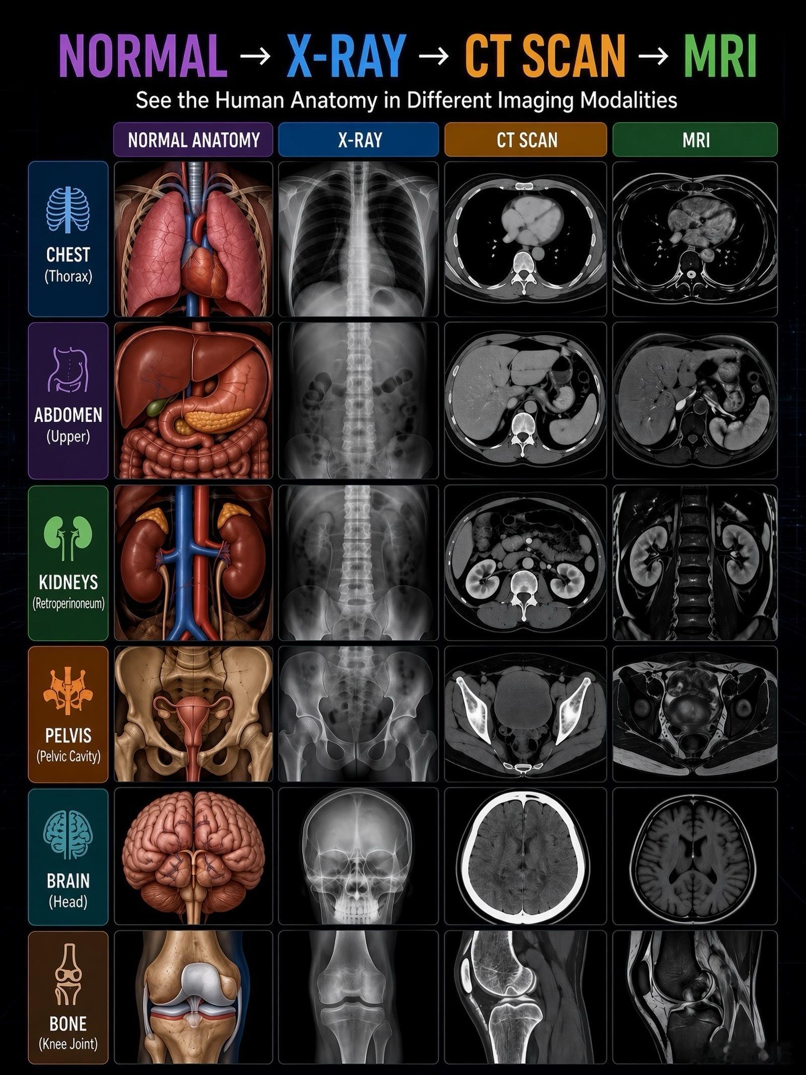 不同损伤拍什么片子  刚刚的科普视频，有提到拍片子，那X光、CT、MRI，它们3