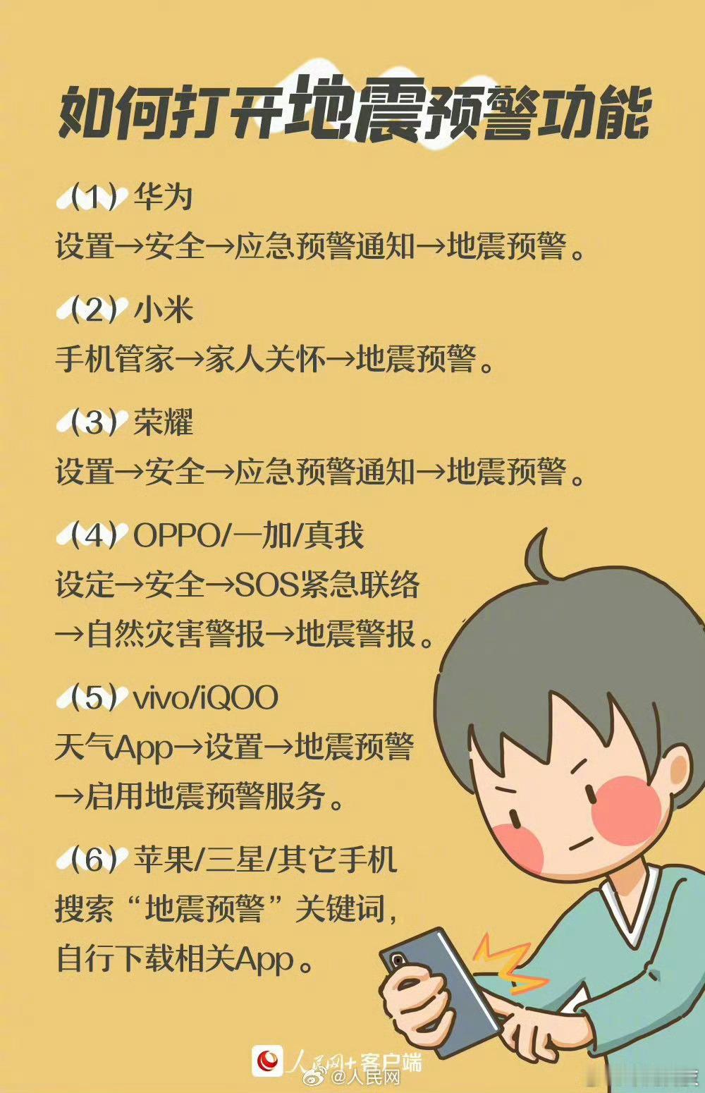 苹果手机 地震预警所有人：苹果手机没有地震预警！国产手机都有地震预警功能，快快按
