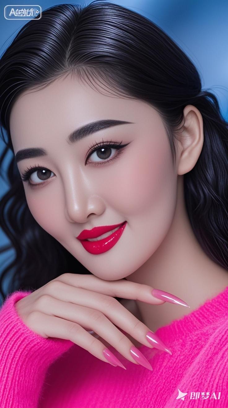 甜美少女心爆棚，粉色毛衣配红唇，元气满满！💖💄👗