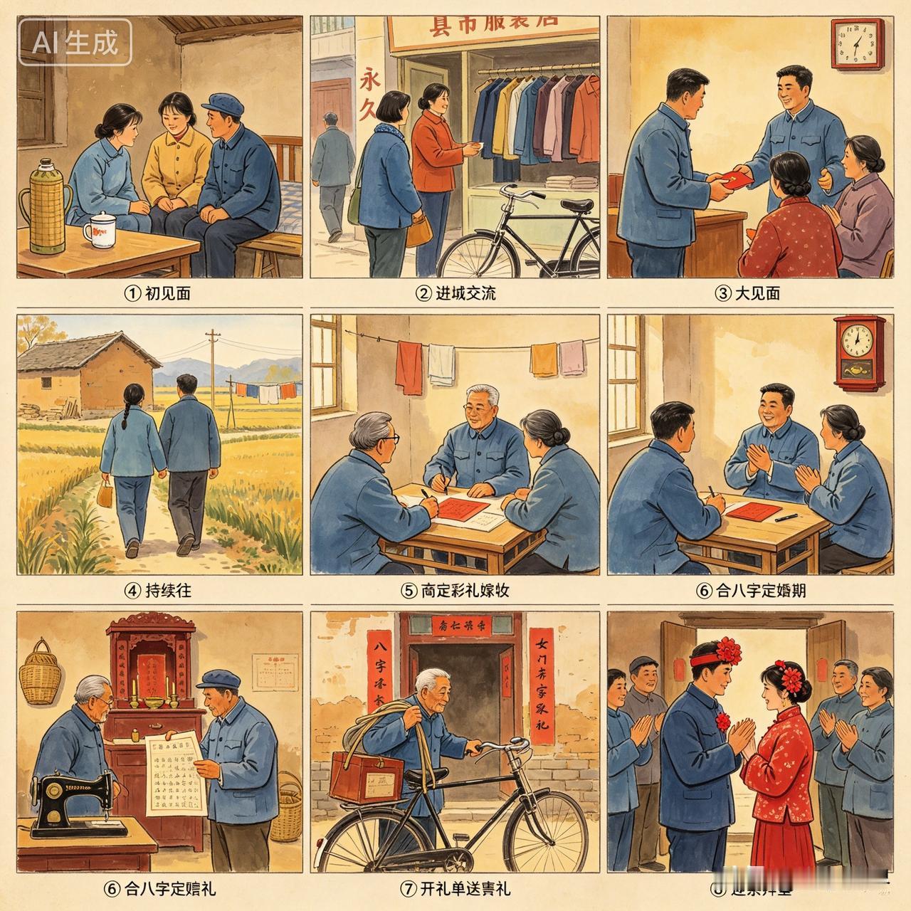 八十年代农村搞对象程序表

虽说已是八十年代，但农村人的思想尚未完全开放，男女搞