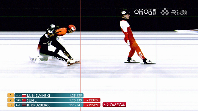 孙龙领先一个刀尖惊险晋级米兰冬奥会短道速滑男子1000米预赛，孙龙获得小组第二。