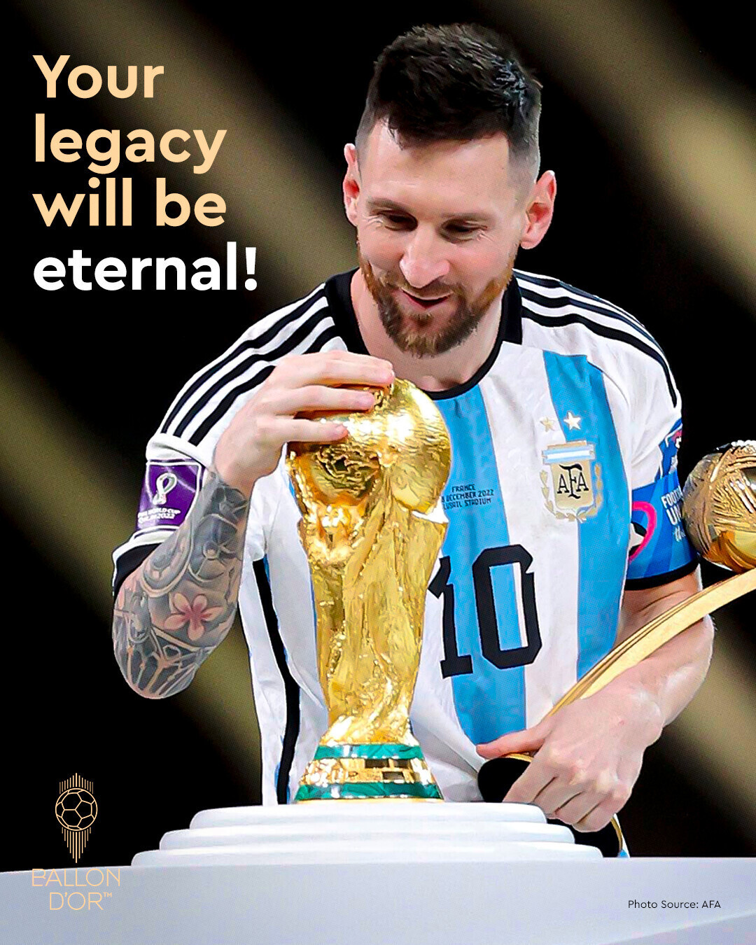金球奖官方：永恒的传奇 🇦🇷✨从年少时的梦想，到为祖国赢得至高荣耀。🏆💙