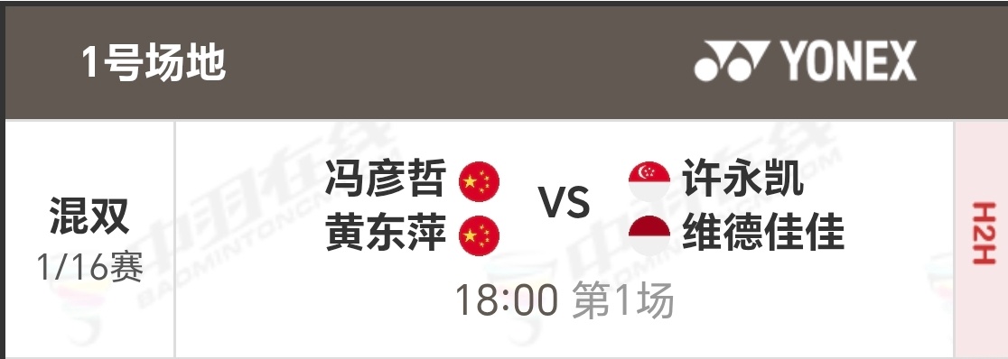 踏萍万里浪 全英公开赛 SUPER10003月3日 1/16黄东萍/冯彦哲vs维