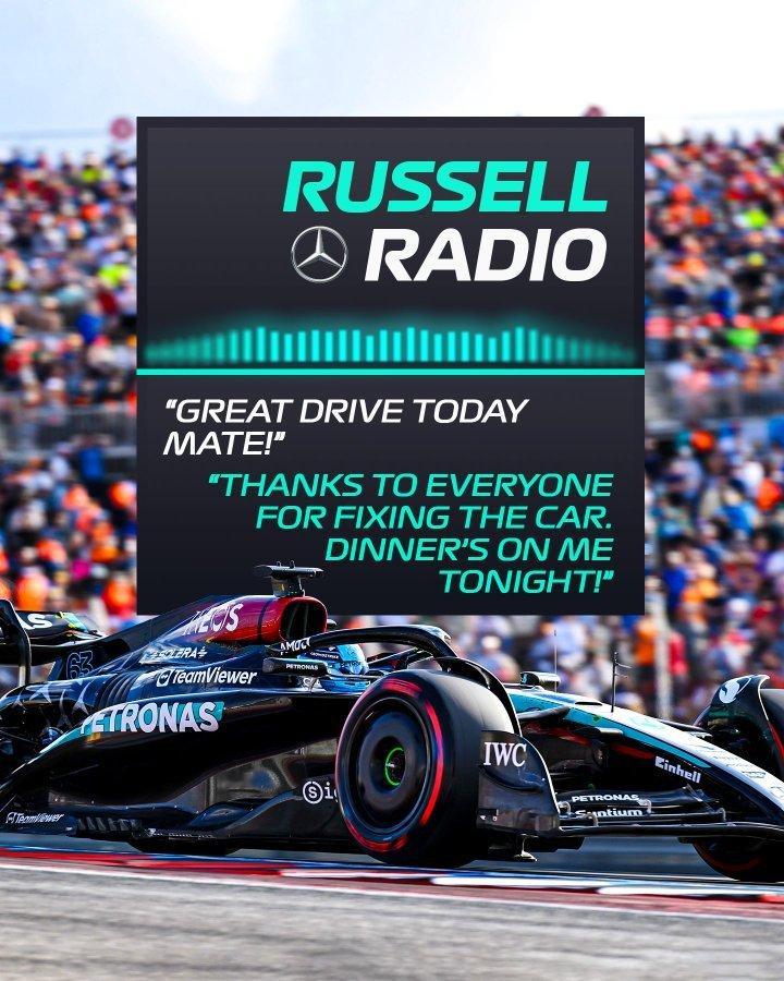 拉塞尔使用旧套件从维修区起步追至第六位#2024f1美国大奖赛# ​​​