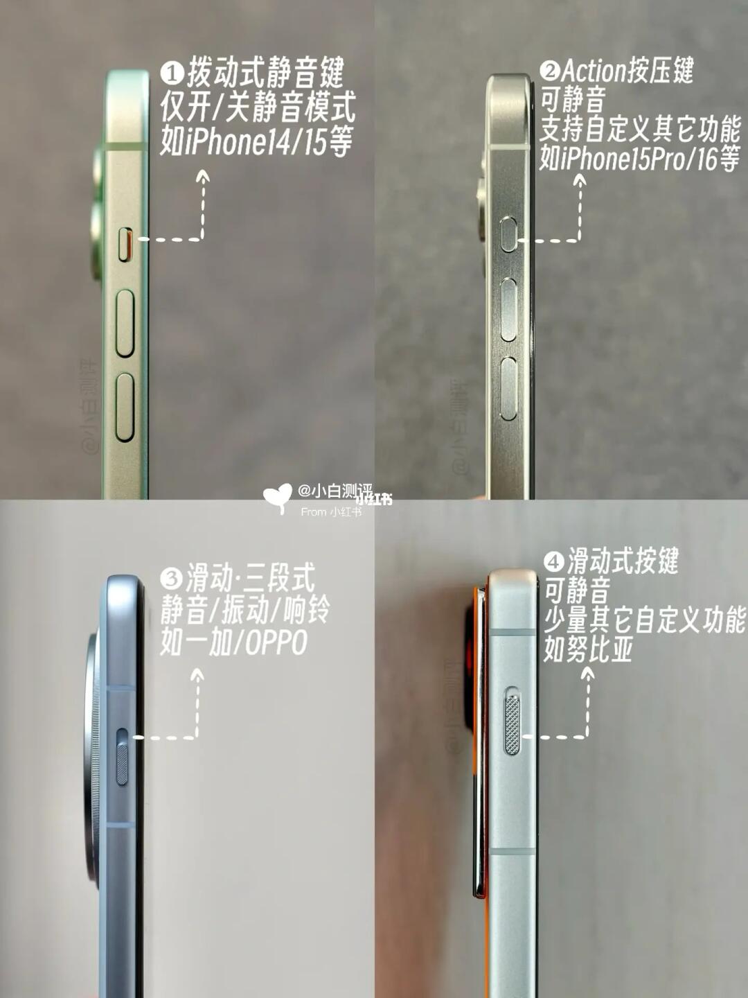 4️⃣种手机静音键设计 你更喜欢哪种？