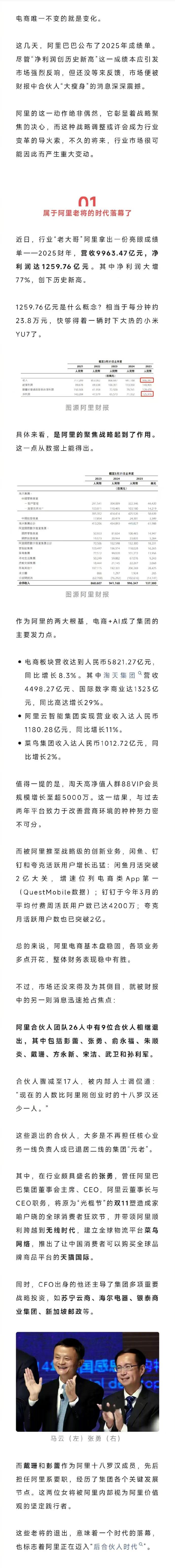 阿里巴巴的新篇章，一个时代的落幕。 ​​​