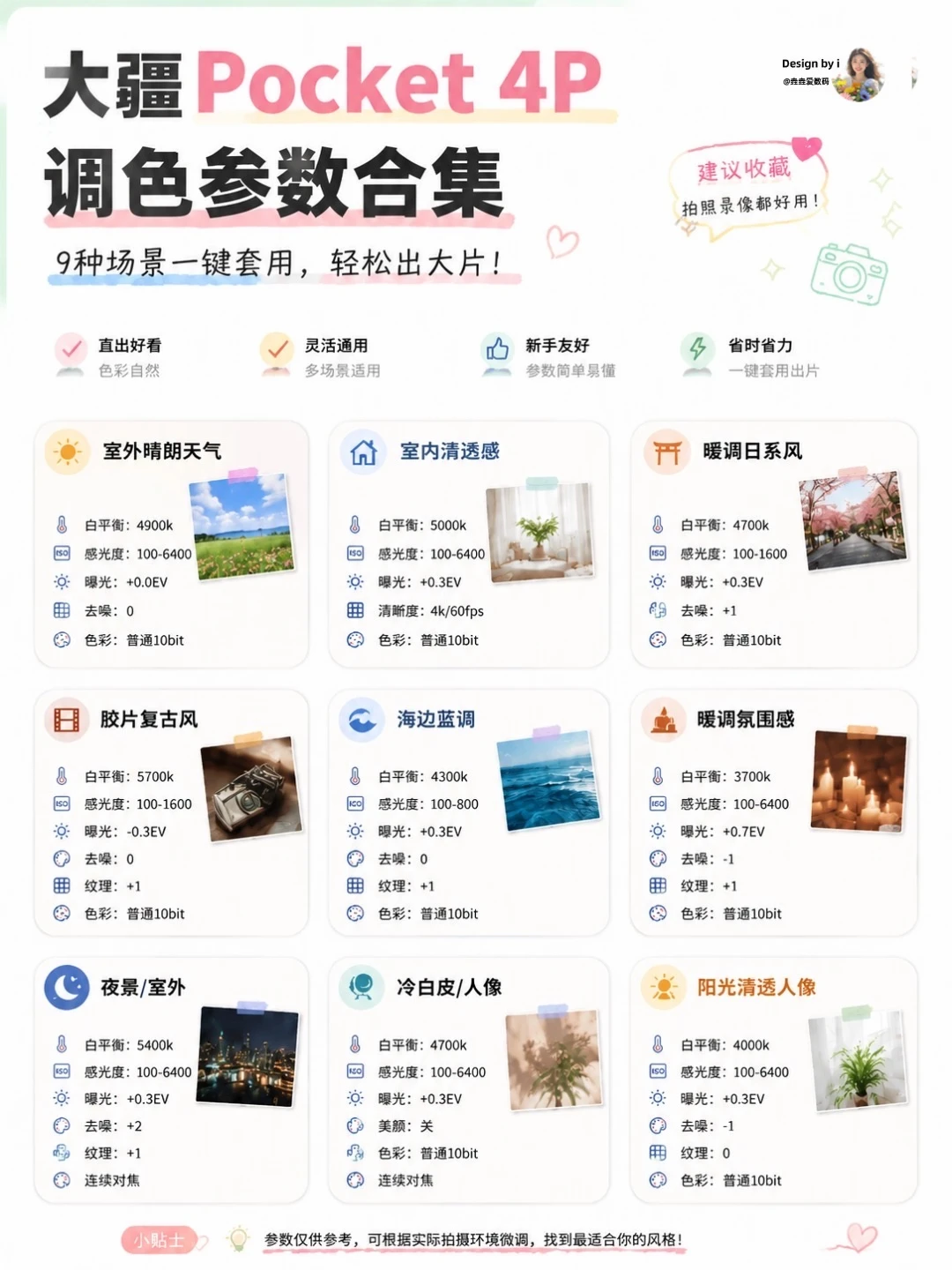 📷大疆Pocket 4Pro调色参数合集来啦!