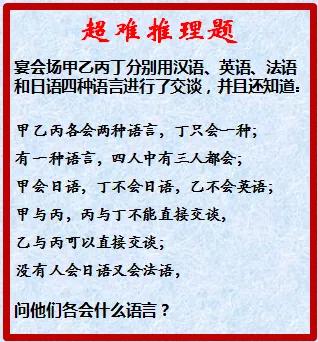 超级难的推理题，难哭一帮学霸！
#逻辑推理谜题# #思维# #趣味动脑筋#