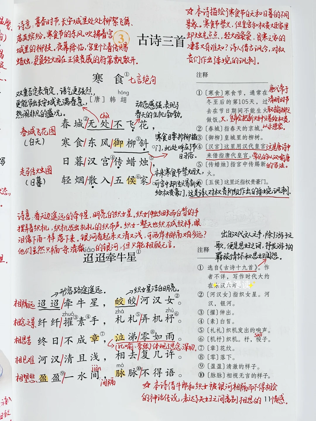 六下语文｜3.《古诗三首》课堂笔记 课外阅读