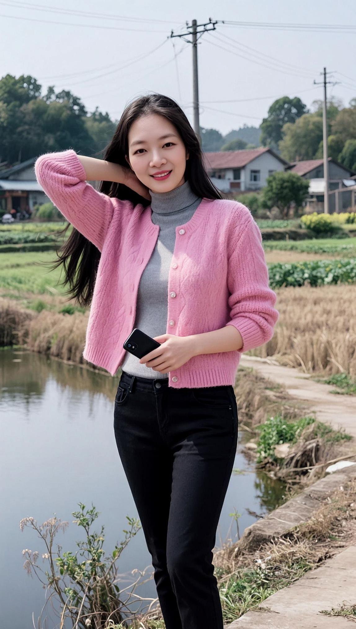 AI田园生活照 甜系女孩 优雅气质写真穿搭 我的农村生活