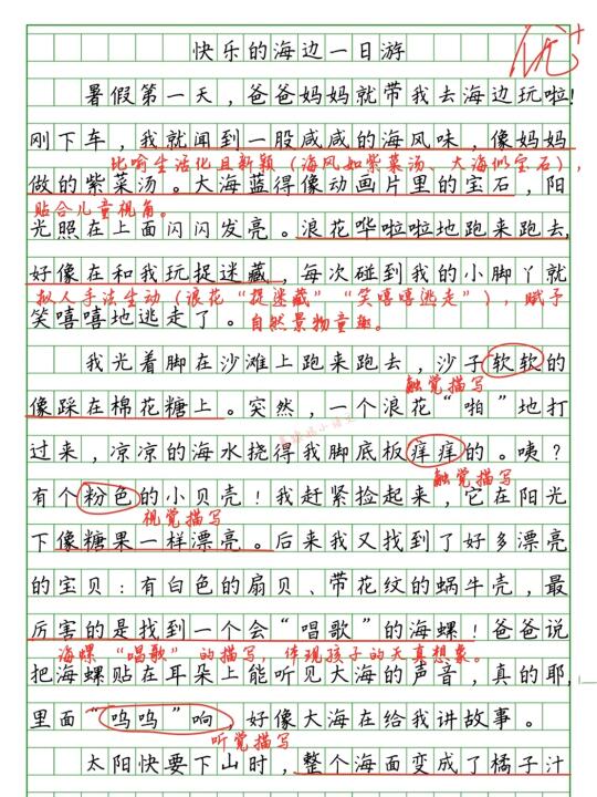 🔥暑假游记作文：《快乐的海边一日游》