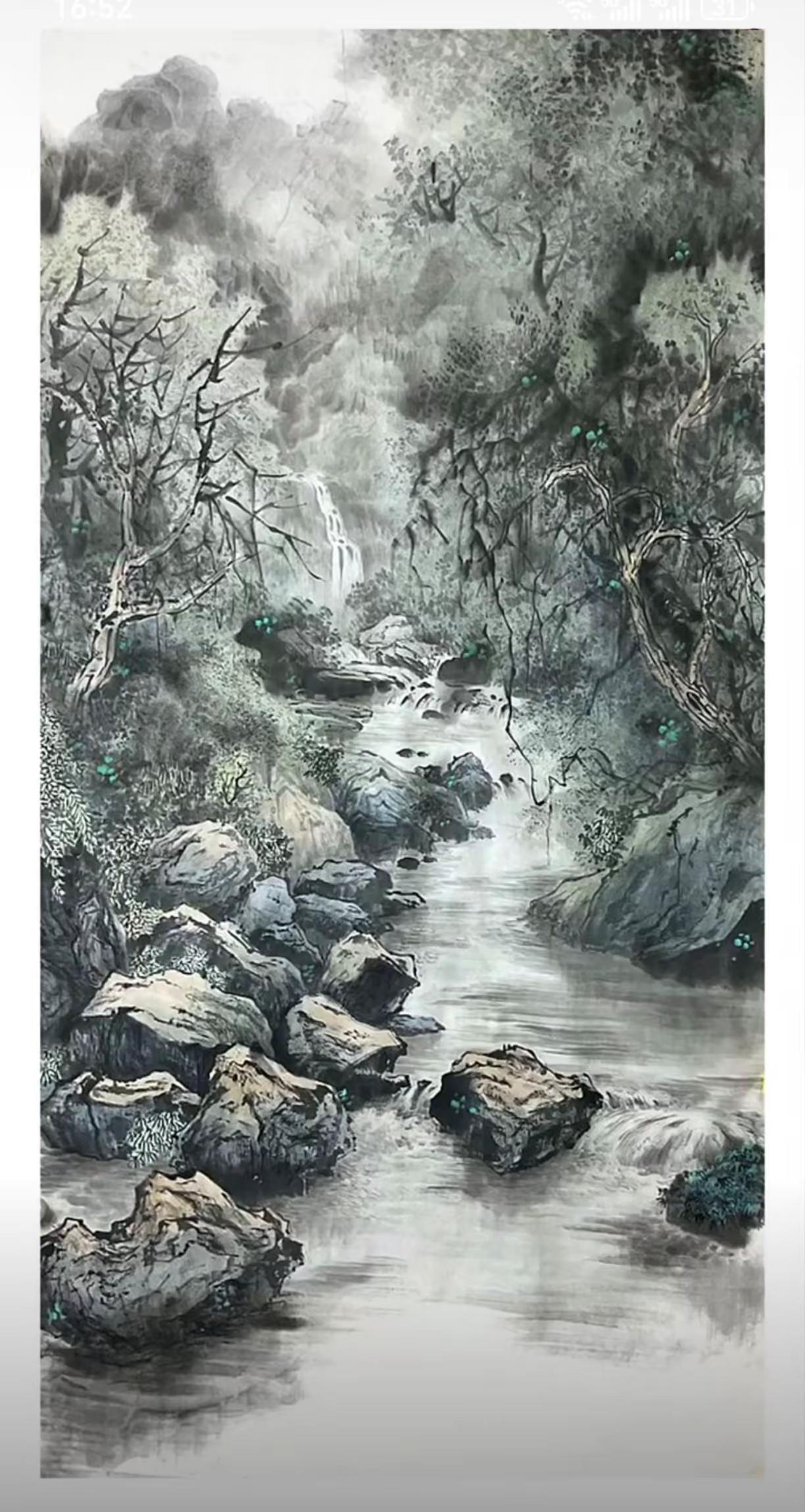 春山溪韵。订制山水纯手绘 之美 国画山水 纯手工绘画 国画