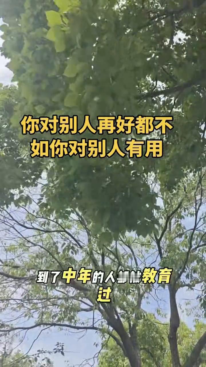 你对别人再好都不如你对别人有用。
说的特别现实，你对别人再好都不如对别人有用。到