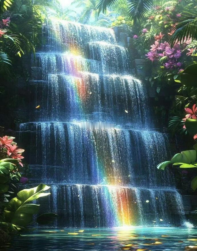 转七彩瀑布🌈🌈，好运绵绵不绝，万事顺意🏮🏮运势