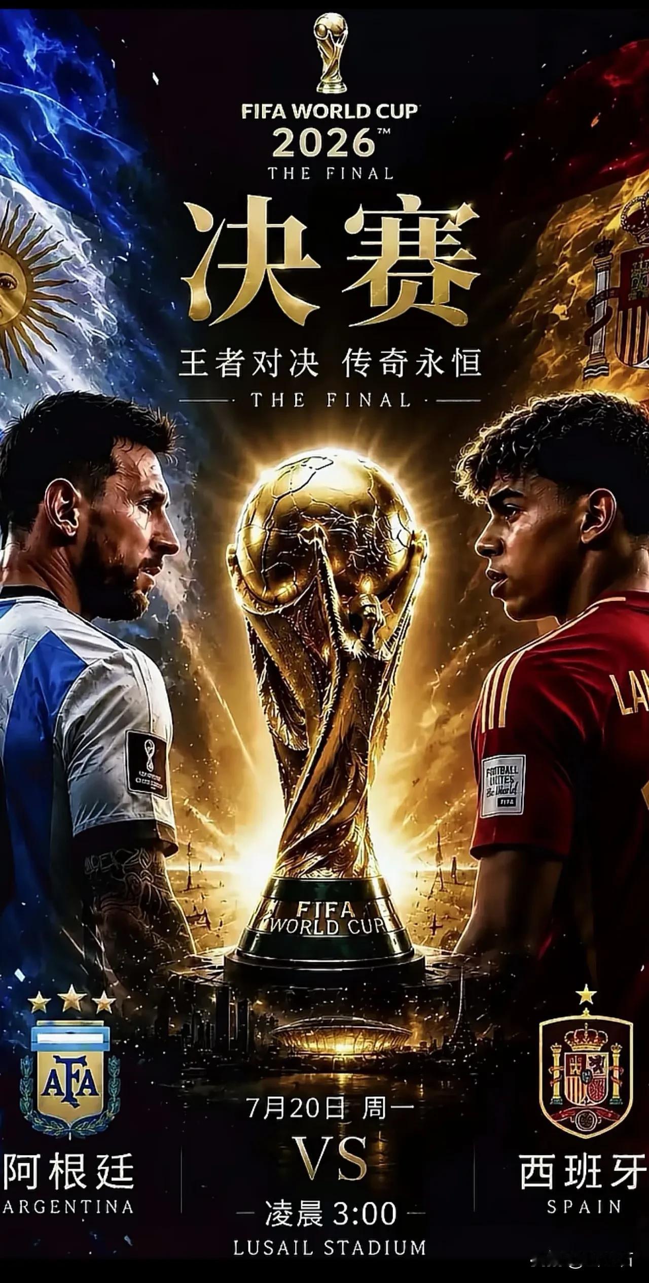 不知不觉2026年世界杯就剩最后一场比赛，看完这一场决赛，要想再看世界杯的比赛要