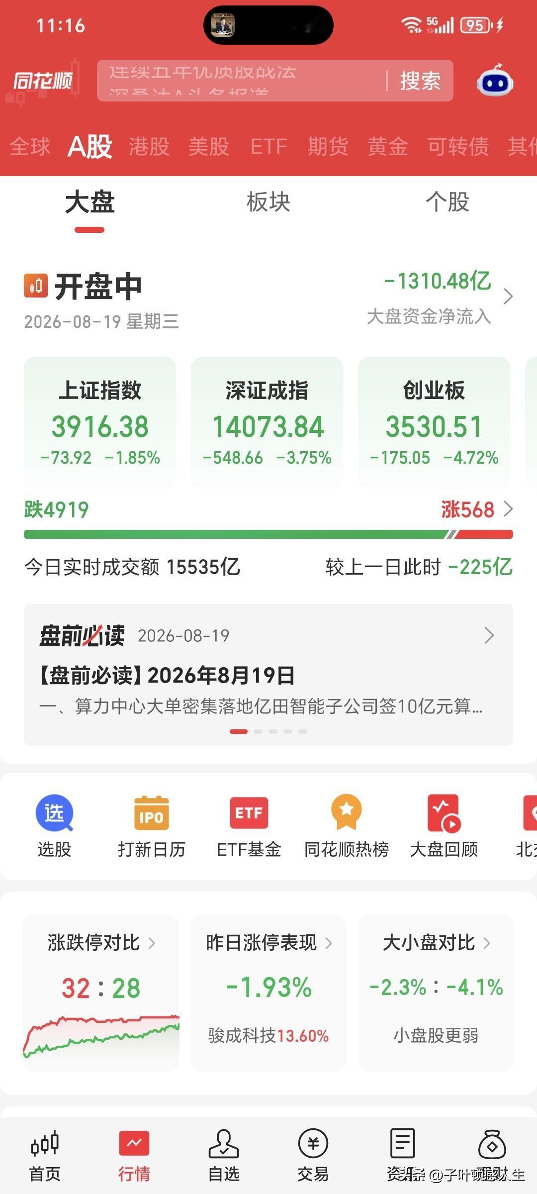 今日的A股不太平啊！

虽然宇树科技今日上市，开盘就暴涨629.44%，然而却没