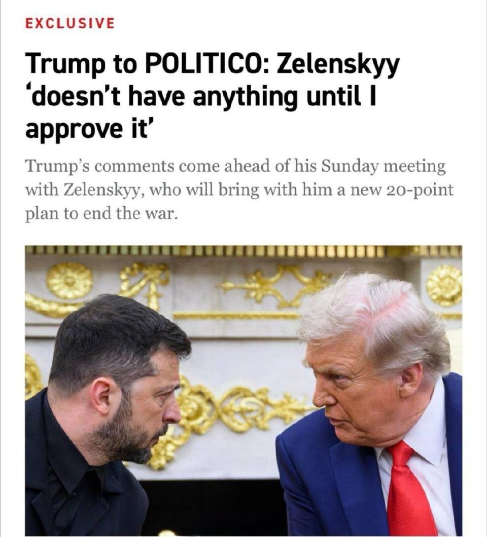 特朗普最近在接受《政客》采访时对泽连斯基极不客气，声称除非得到自己的批准，否则泽