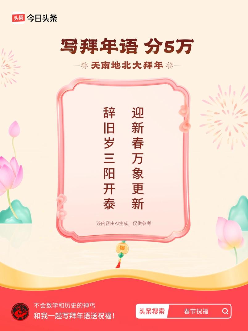 写拜年语送祝福新春拜年送祝福！我的祝福是：“辞旧岁三阳开泰，迎新春万象更新”！快